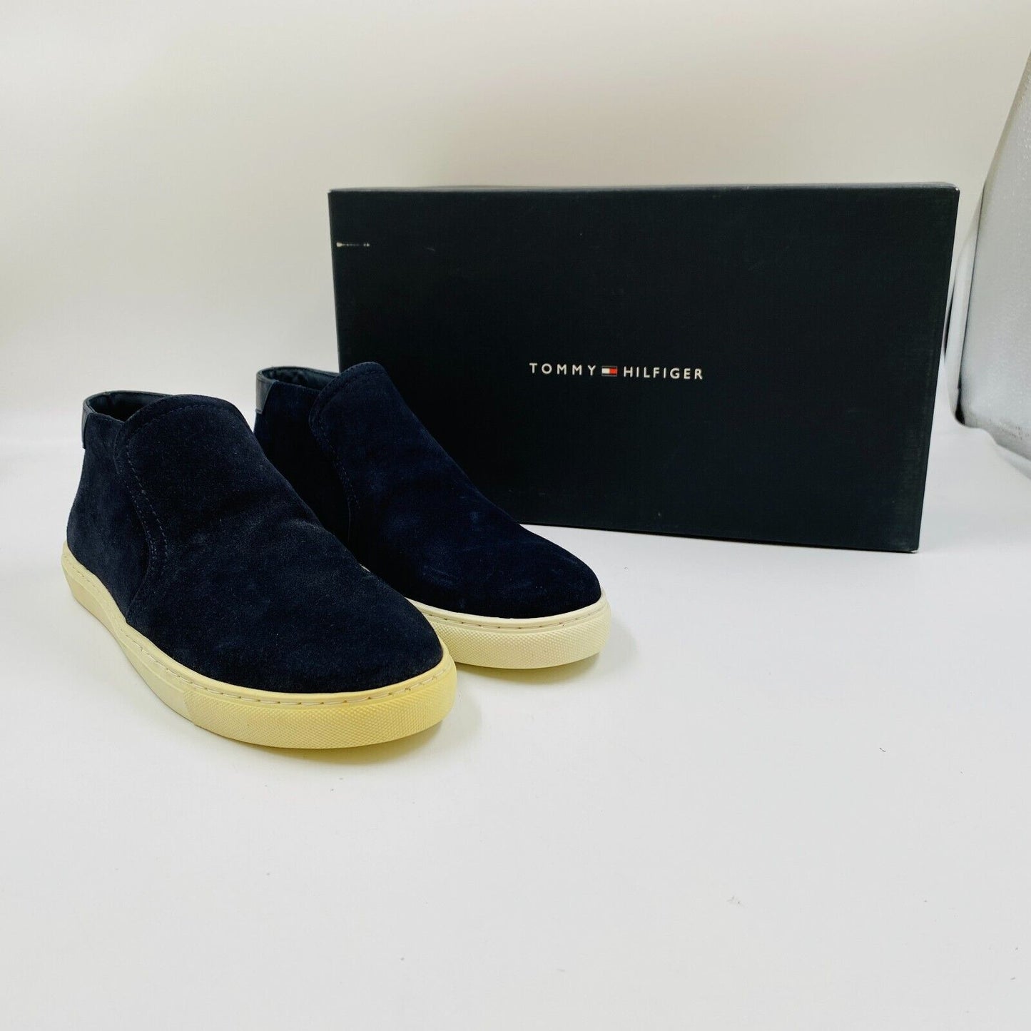 Tommy Hilfiger Mens Navy Blue Suede Leather Slip On Shoes EU 40 US 7.5 UK 6.5