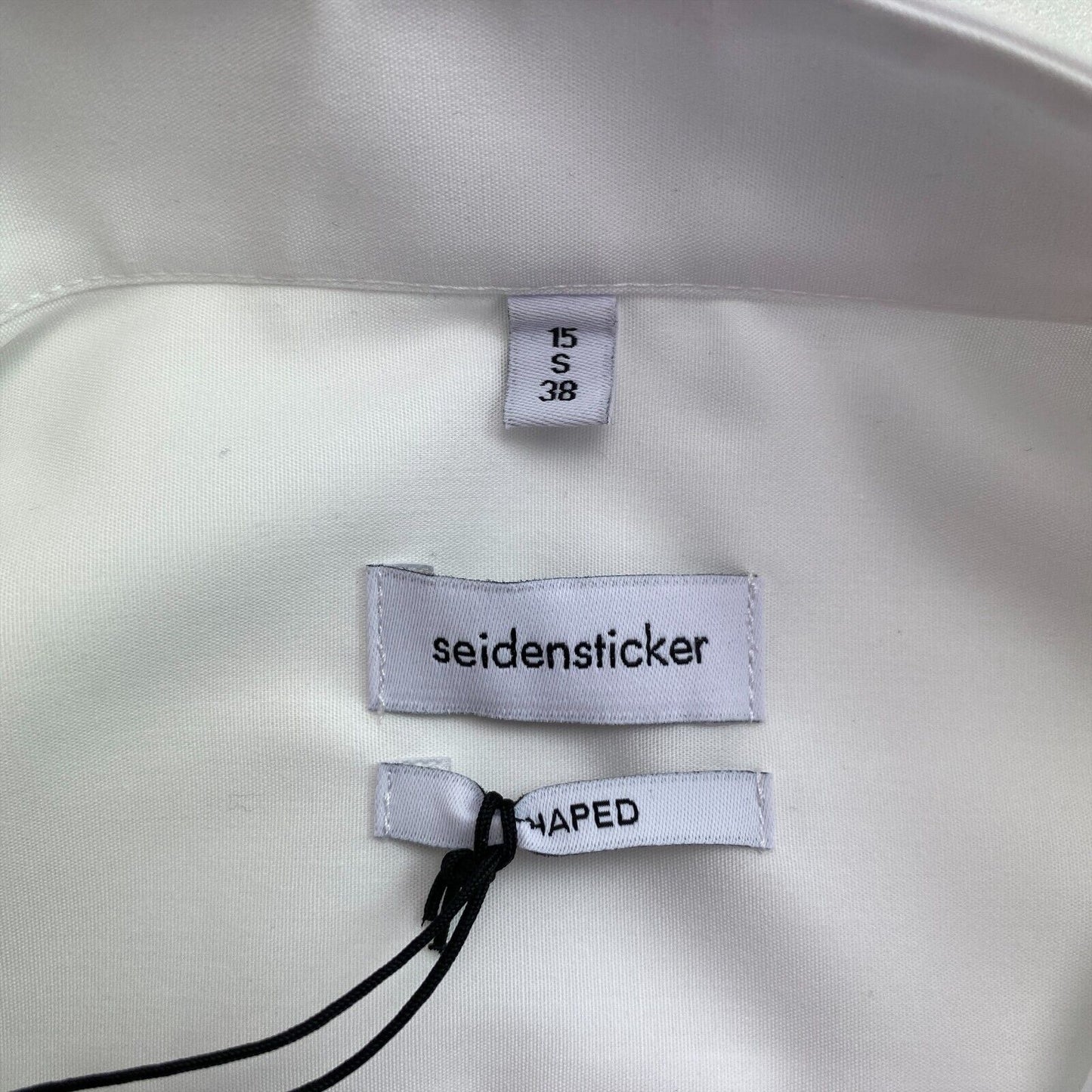 Seidensticker White Shaped 100% Cotton Dress Shirt Size 38 S