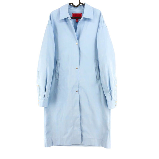 TOMMY HILFIGER COLLECTION Light Blue Long Oversized Rain Jacket Coat Size 36