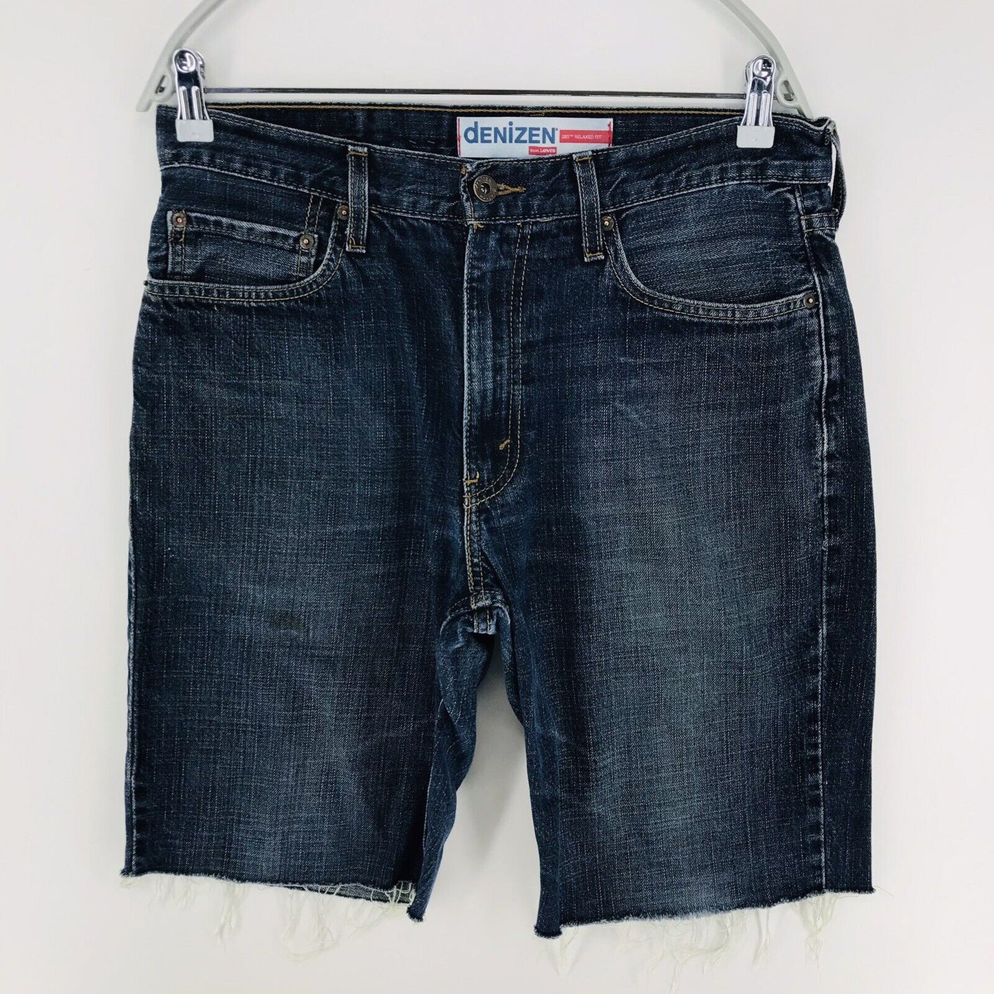 Vintage Levi's Denizen 285 Maßanfertigung Blau Entspannt Passform Cut-Off Jeans Shorts W32