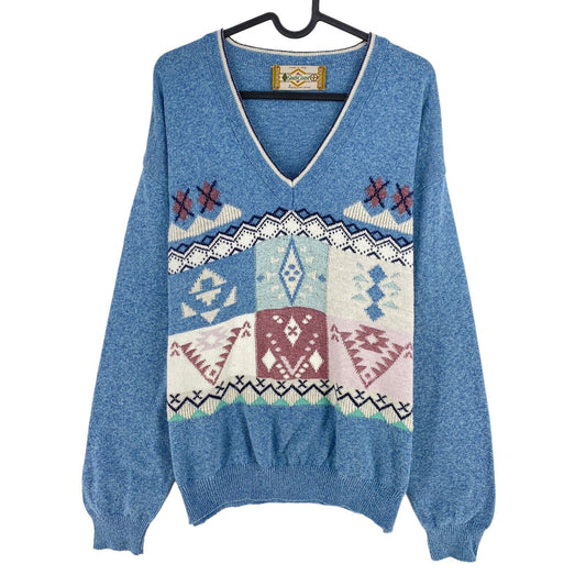 Cosby vintage Rétro années 90 Côte Sud Bleu Pull Pull Taille EU 50 UK/US 40