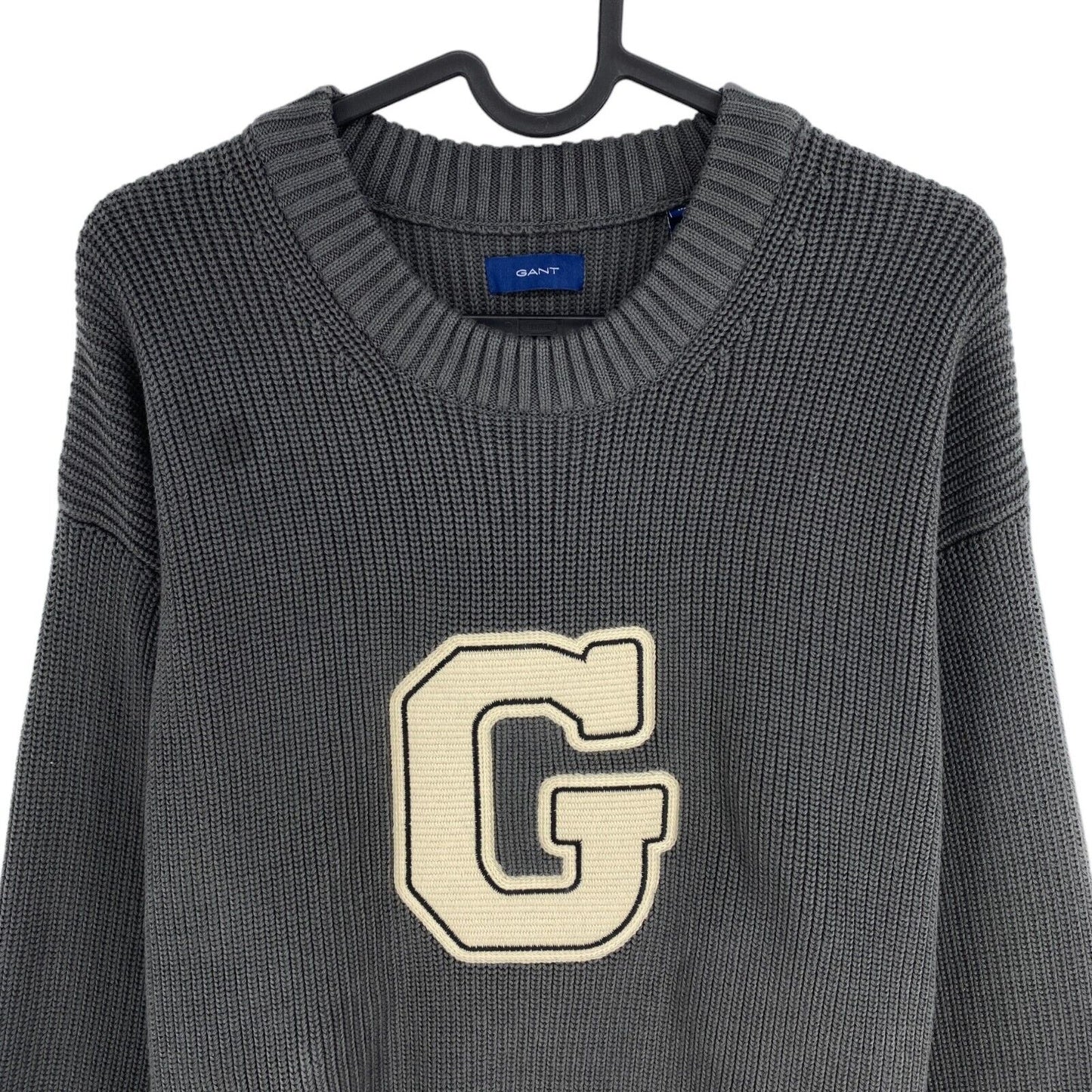 GANT Jungen Pullover mit Rundhalsausschnitt, College-Stil, Dunkelgrau, Größe 16 Jahre, 176 cm