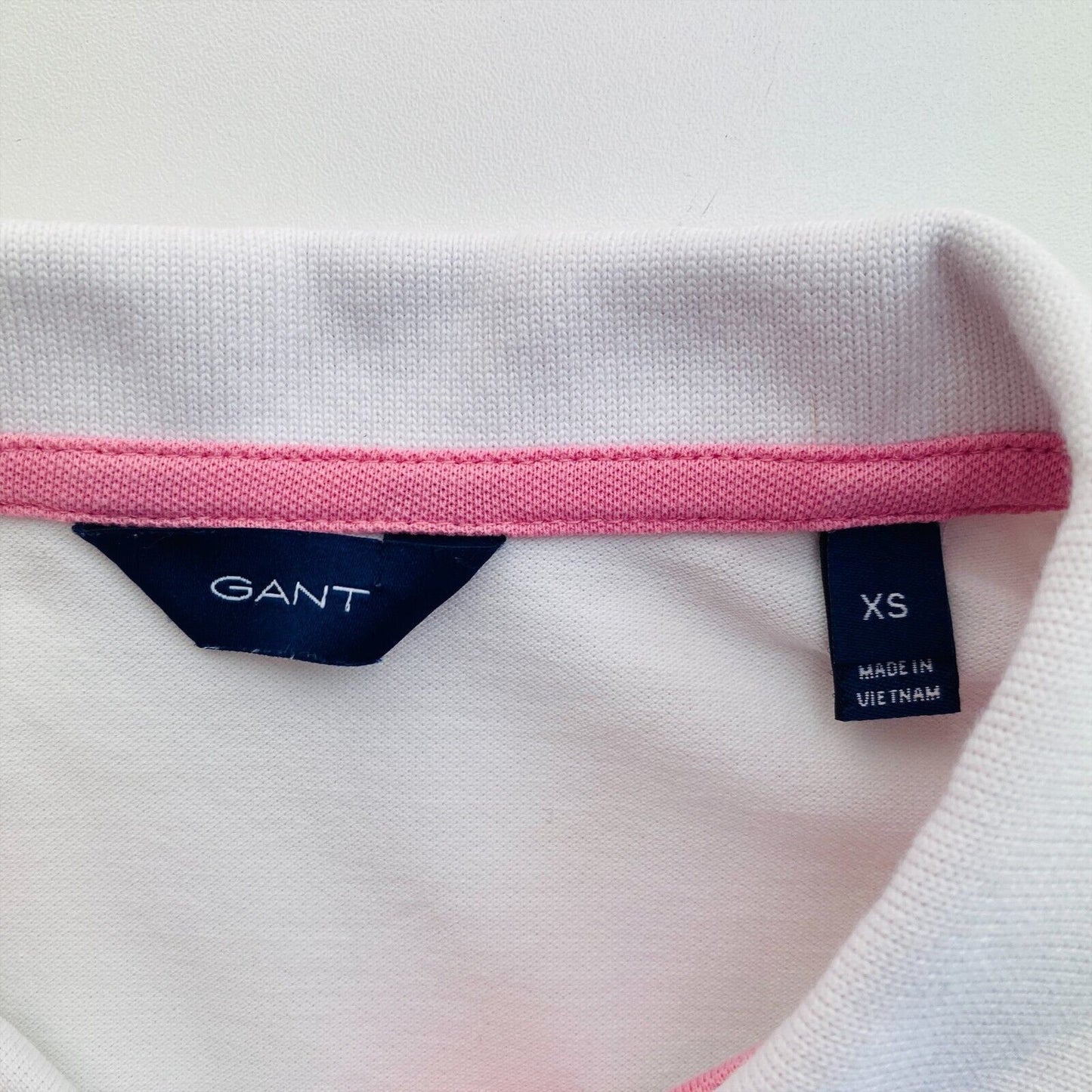 GANT White Contrast Collar Pique Polo Shirt Size XS