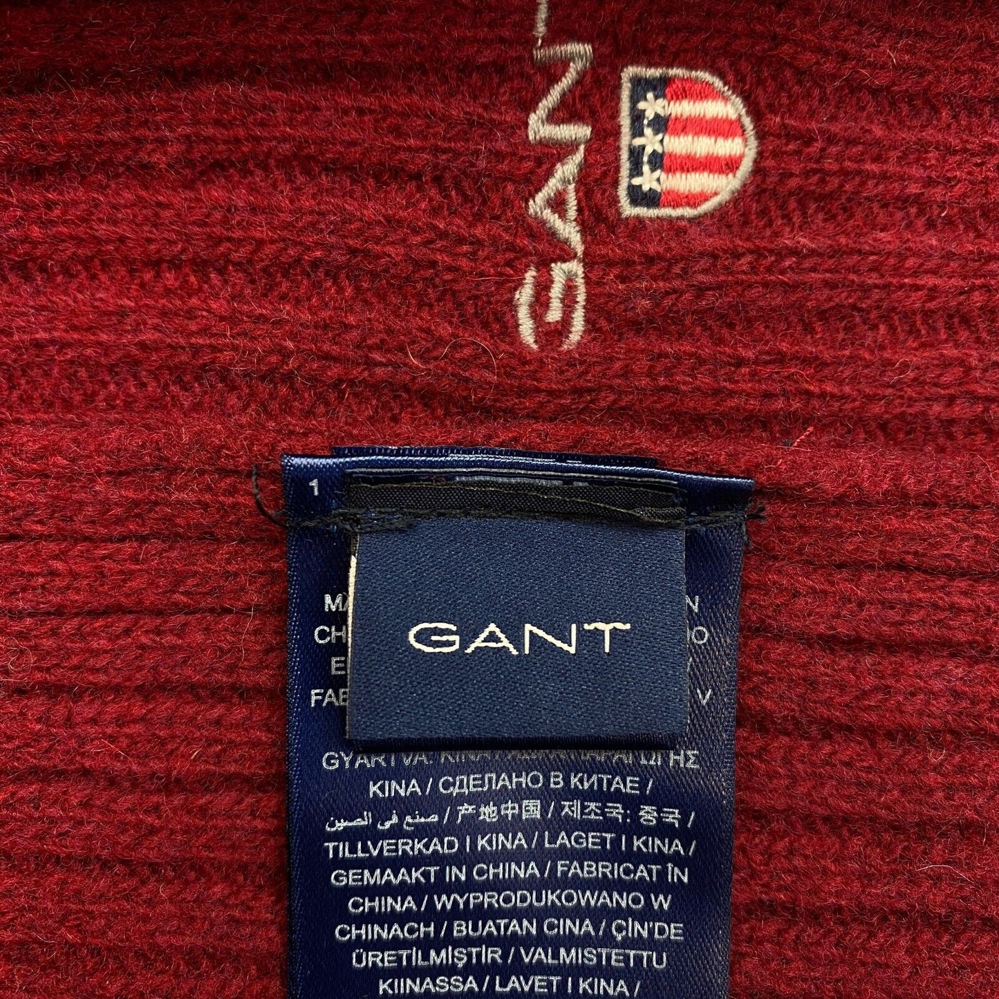 GANT Écharpe en tricot de laine rouge pour hommes taille unique