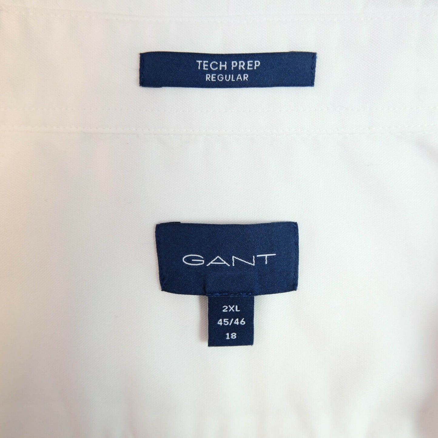 GANT White Tech Prep Oxford Plain Regular Shirt Size 2XL 45/46 18