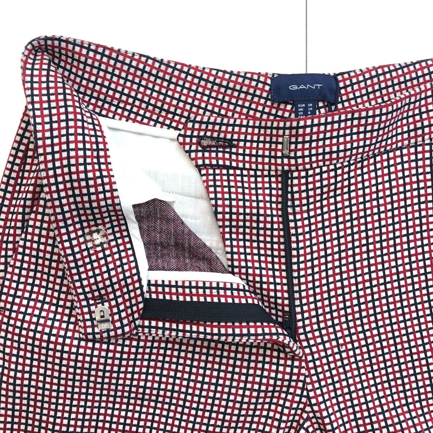 GANT Rote Preppy Check Zigarettenhose Hose Größe EU 38 UK 10 US 8