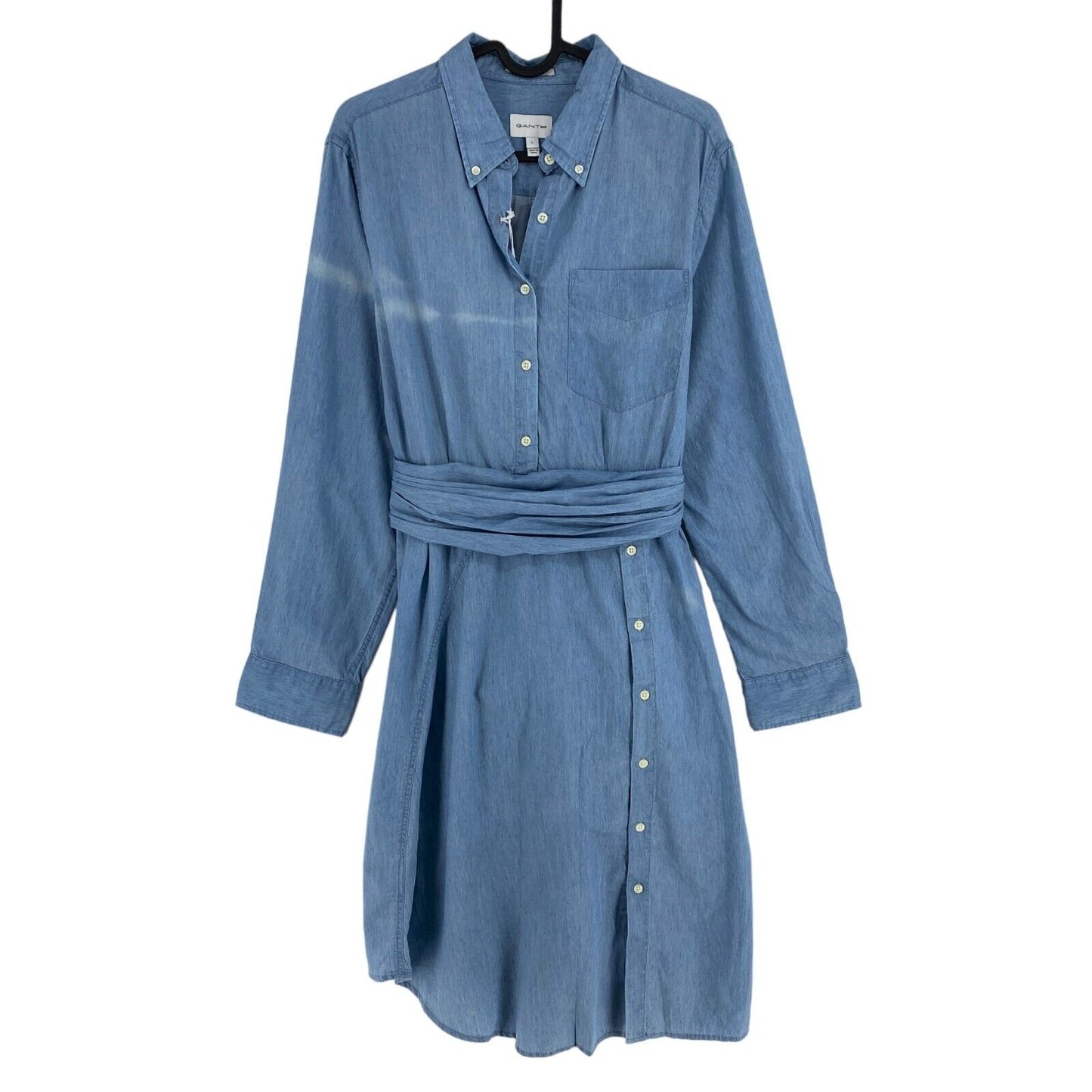 GANT Rugger Blue SMILLE Luxury Long Sleeves Shirt Dress Size L