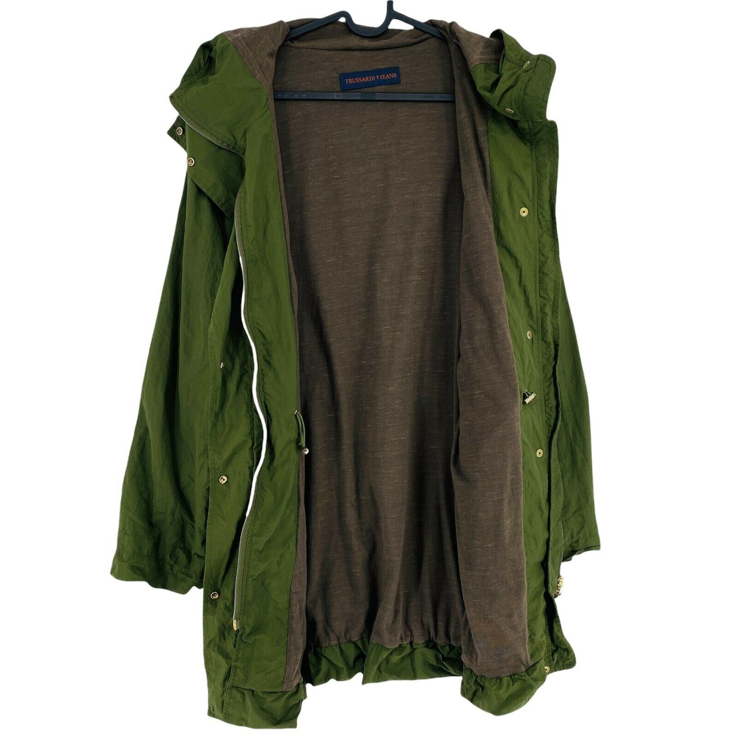 TRUSSARDI JEANS Green Hooded Jacket Coat Size EU 48 UK/US 38