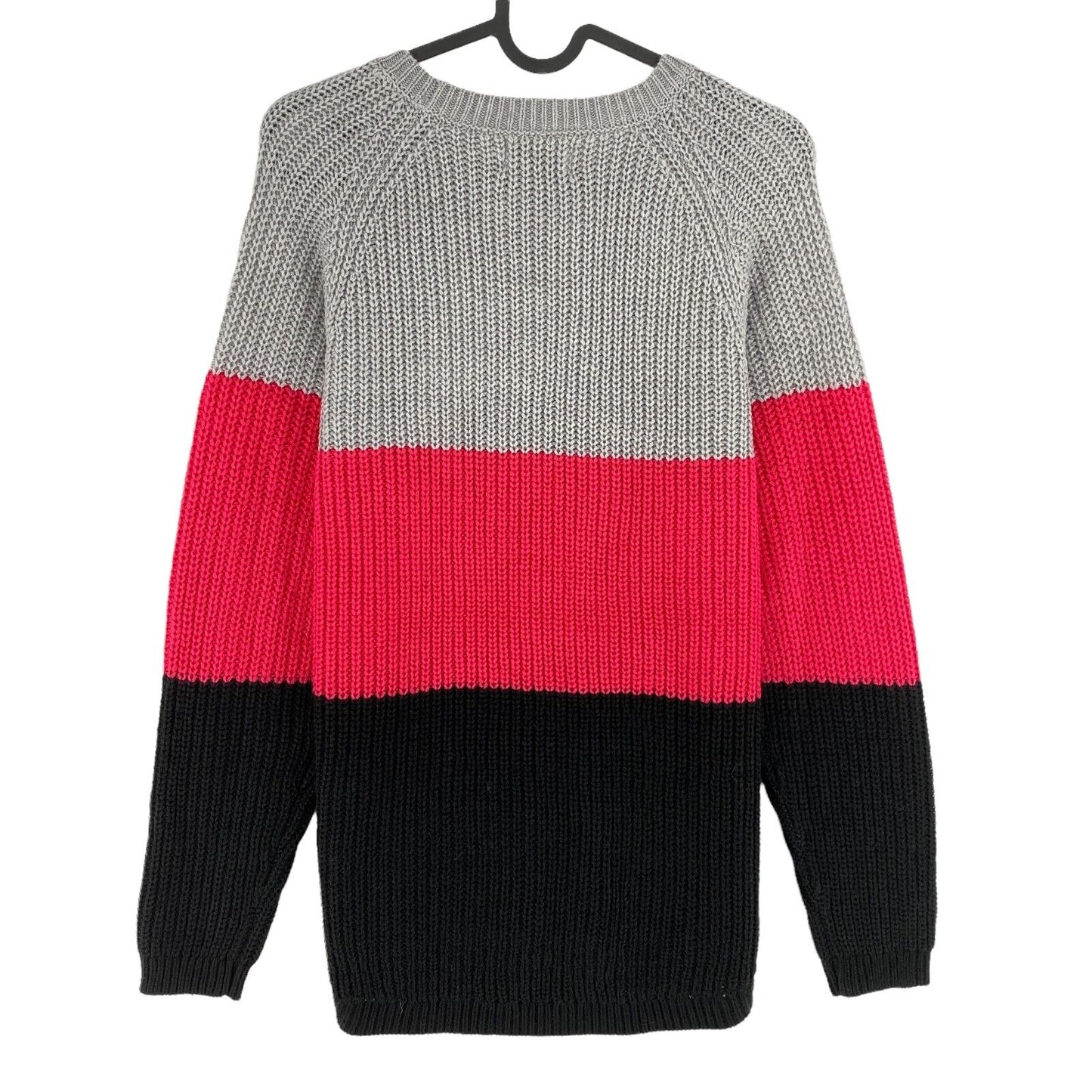 Seulement gris color block tricoté col rond pull taille M