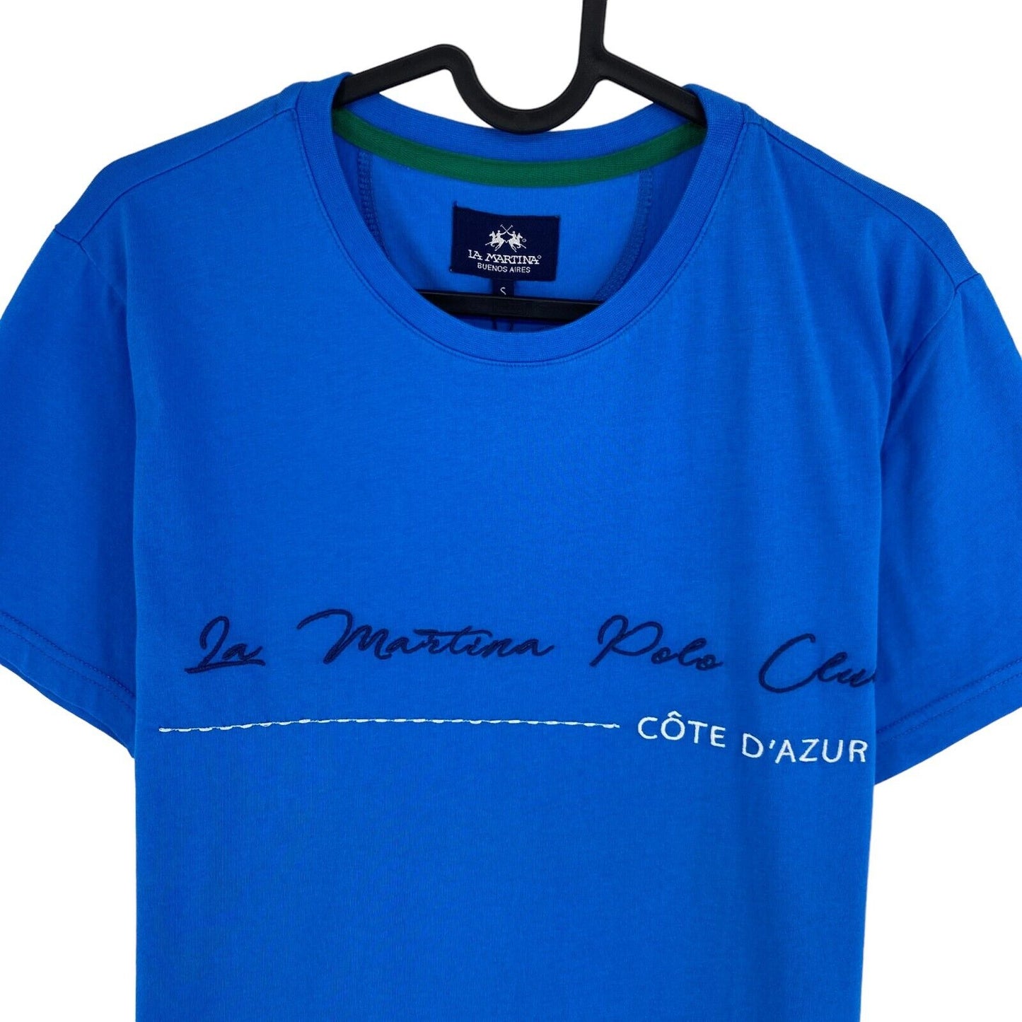 LA MARTINA Blue Cotton Jersey Short Sleeves Crew Neck T Shirt Size S