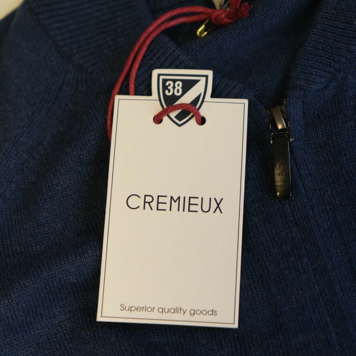 Cremieux Navy Blue Designer Full Zip Sweater Jumper Cardigan Size M