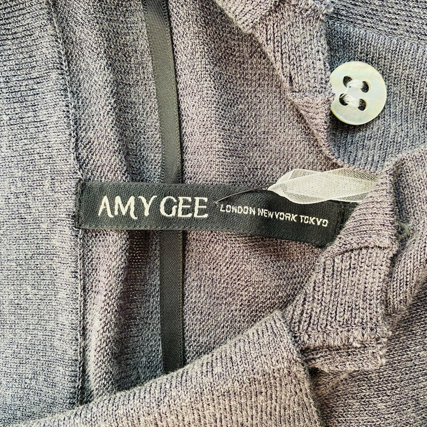 AMY GEE Grey Polo Neck T Shirt Size XS S