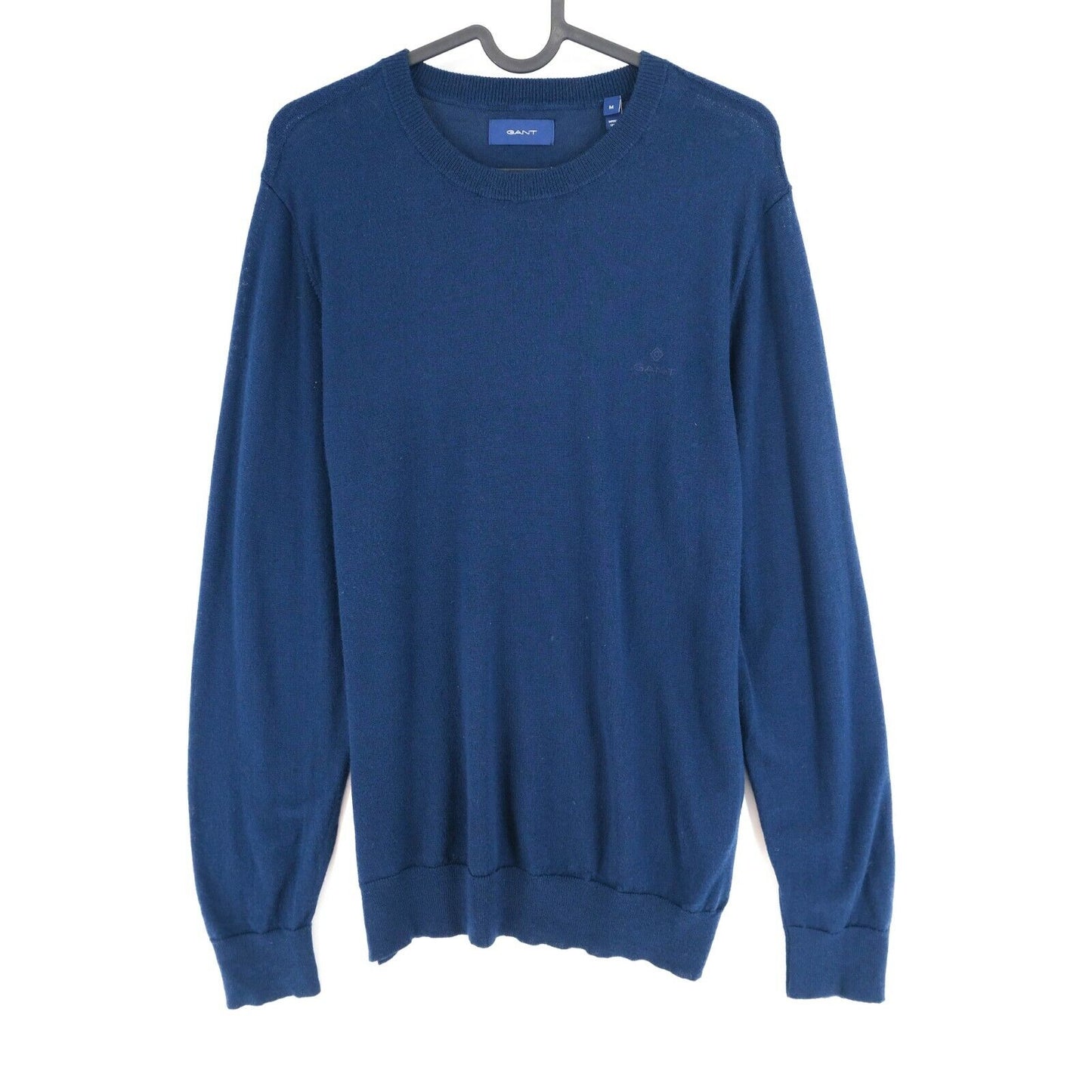 GANT Pullover, Rundhalsausschnitt, 100 % Wolle, Marineblau, Größe M