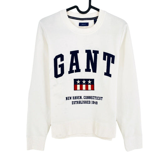 GANT White Retro Shield Crew Neck Sweater Pullover Size XS