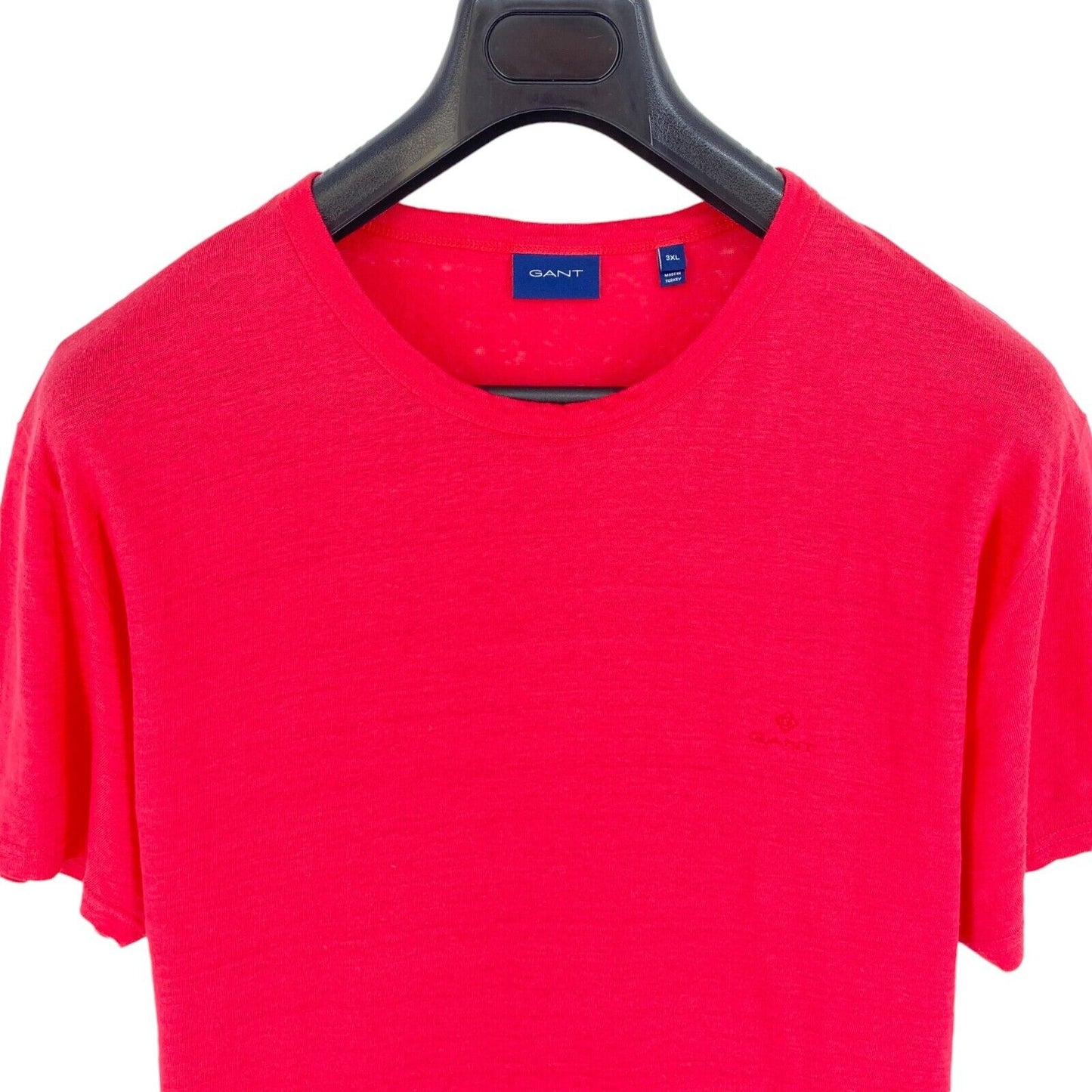 GANT Men Pink Linen Regular Crew Neck Short Sleeves T Shirt Size 3XL XXXL