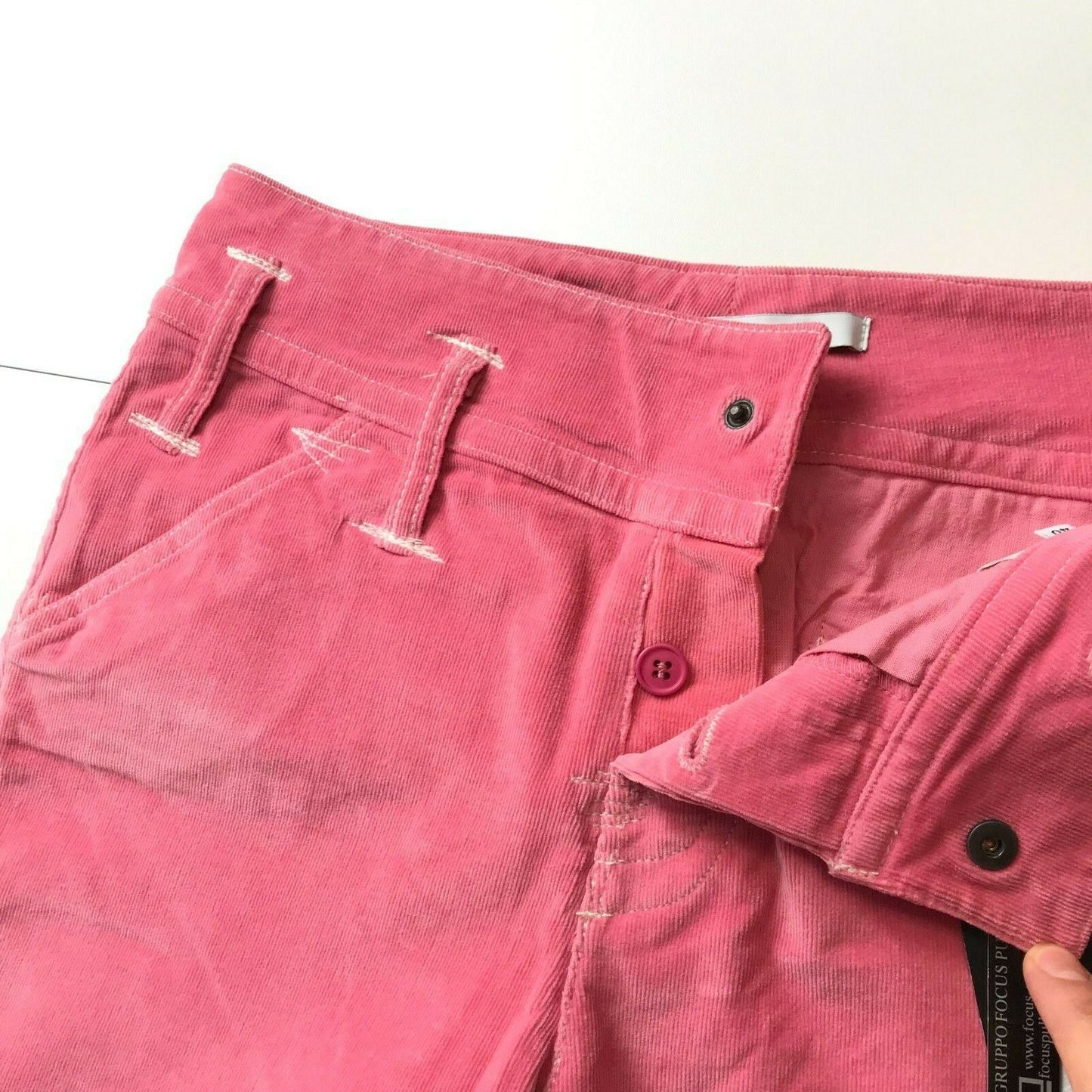 Fairly Women Pink Regular Straight Fit Corduroy Trousers Size 40 / W29