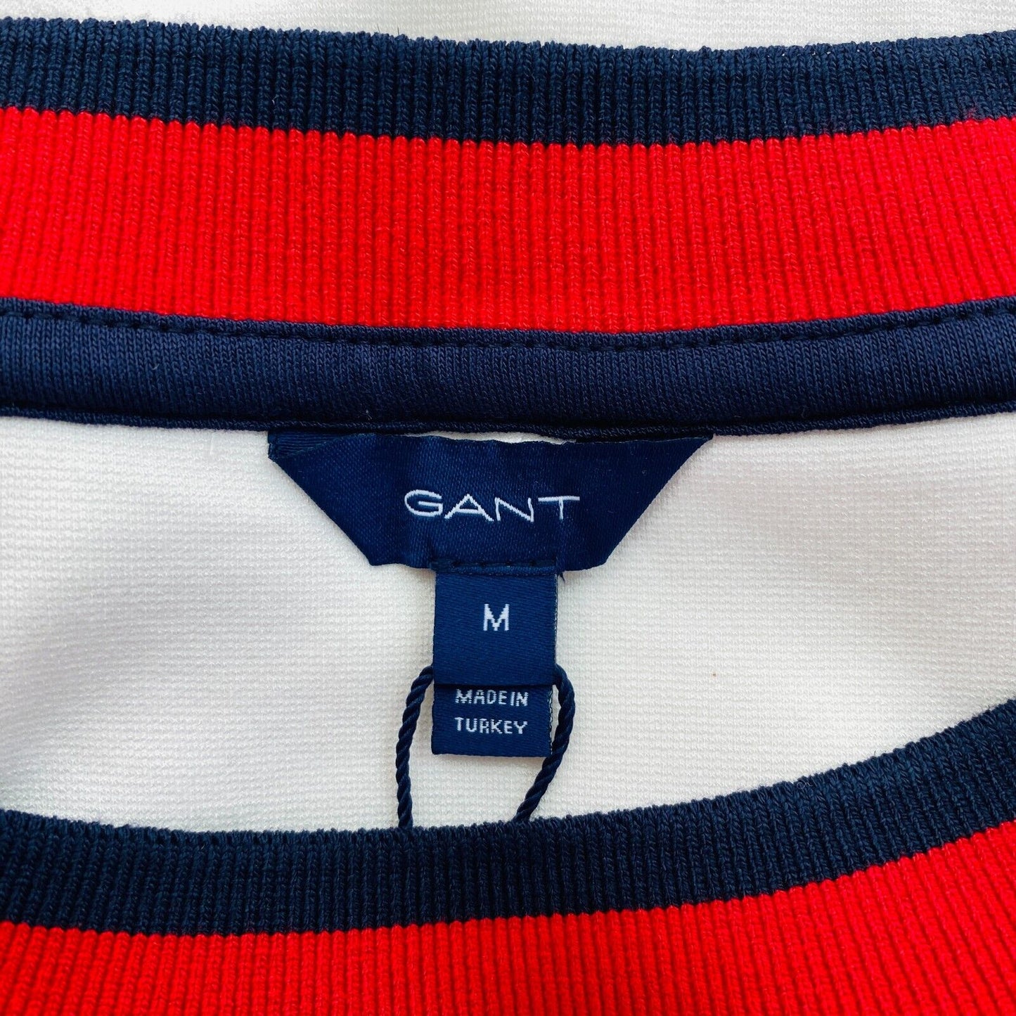 GANT Women White Stripe Details SS Jersey Dress Size M