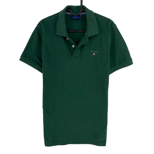 GANT Dunkelgrünes, einfarbiges SS-Piqué-Rugger-Poloshirt, Größe S