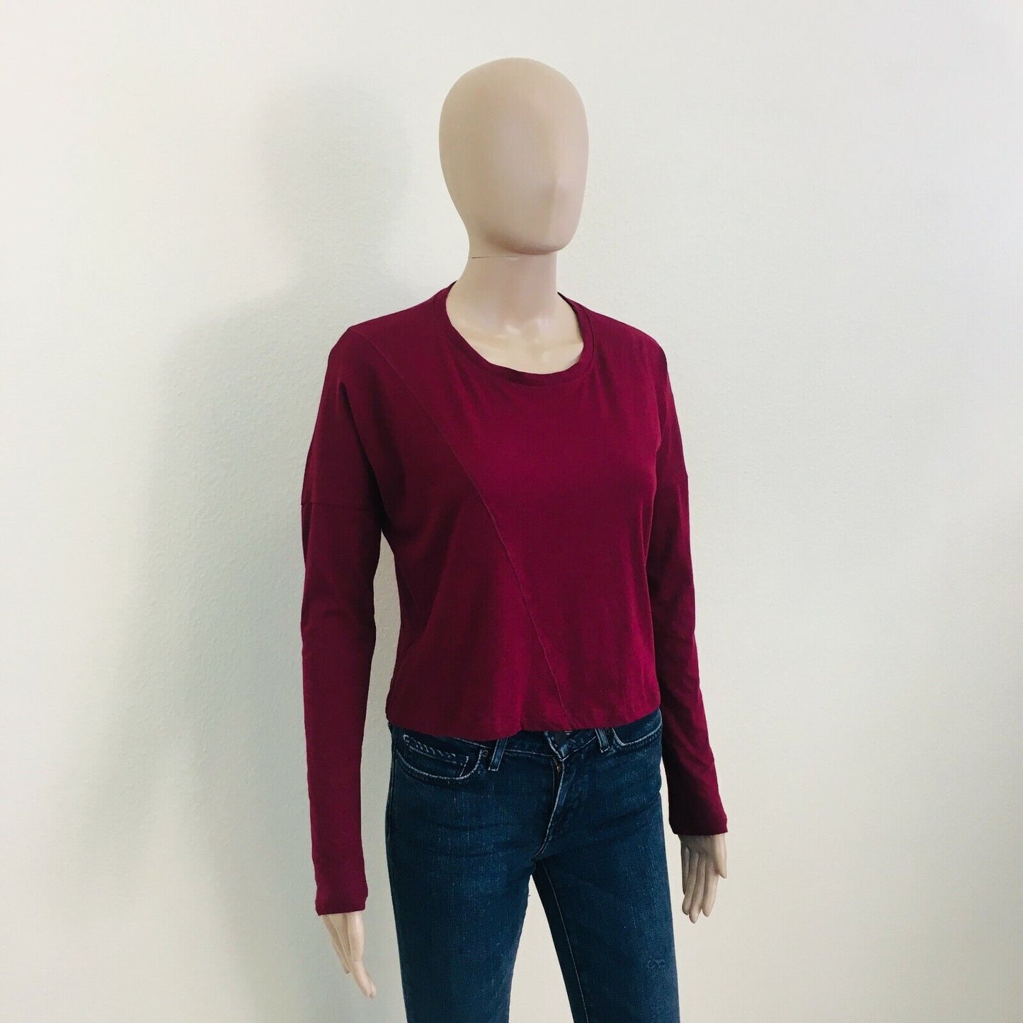 ZARA Trafaluc Red Long Sleeve T Shirt Top Blouse Size S