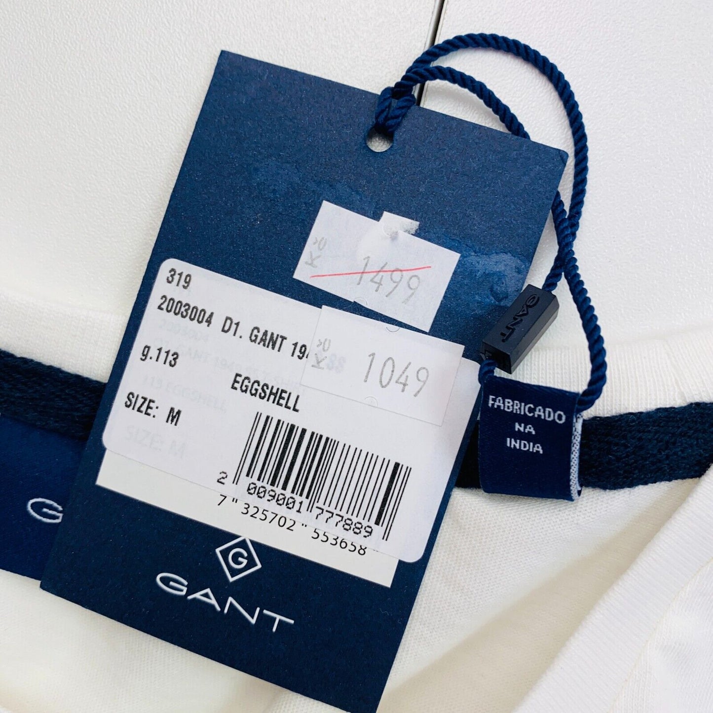 GANT White 1949 Logo Crew Neck T Shirt Size M