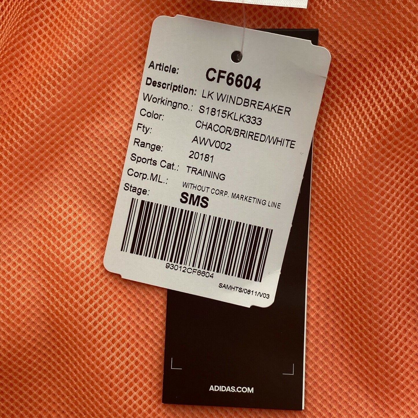 Adidas Windbreaker-Jacke mit Kapuze für Kinder, Orange, Größe 5–6 Jahre