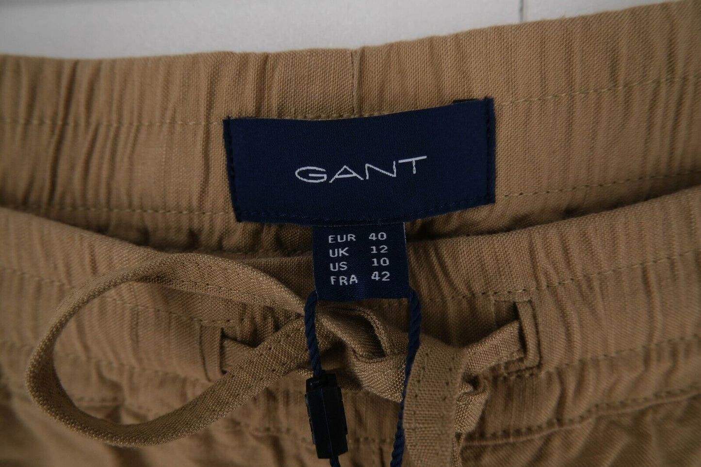 GANT Brown Summer Linen Pull On Pants Trousers Size EUR 40 UK 12 US 10