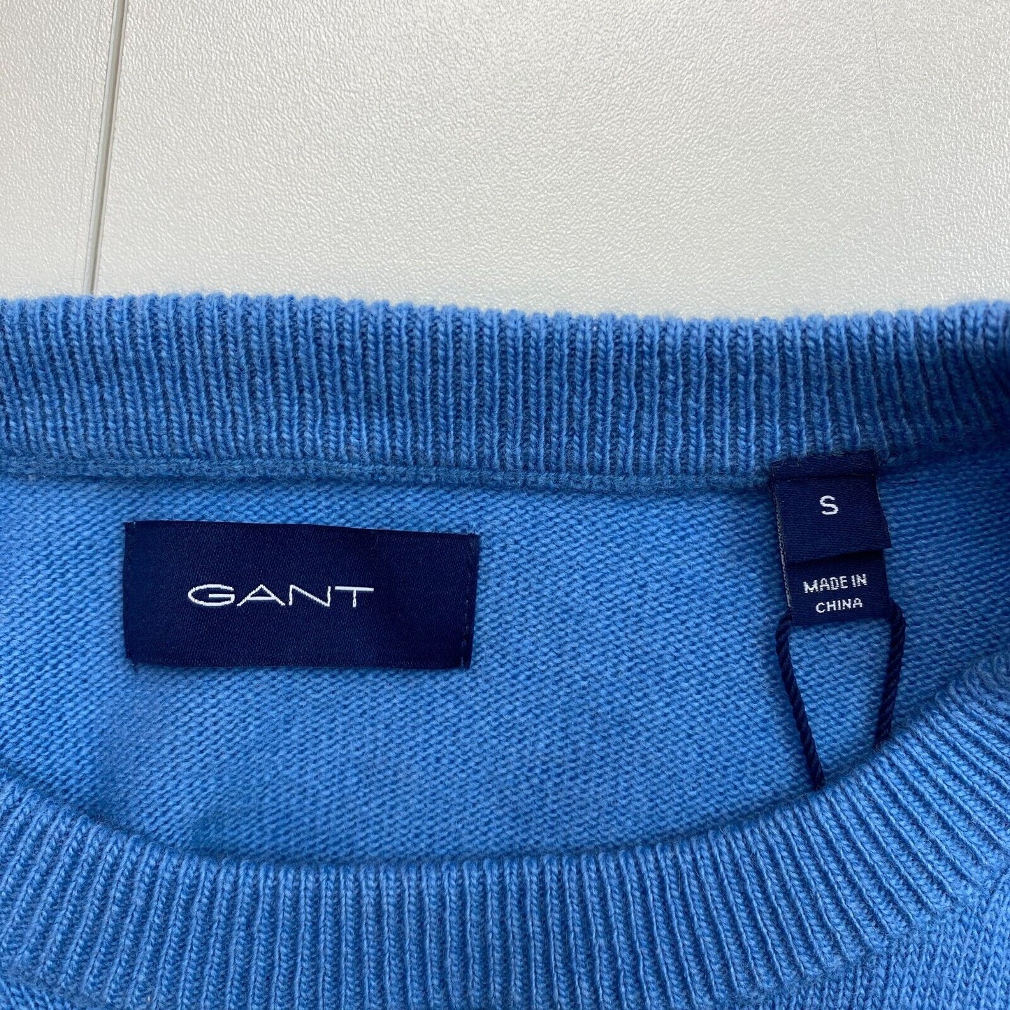 GANT Blauer Pullover aus Wollmischung mit Rundhalsausschnitt, Größe S