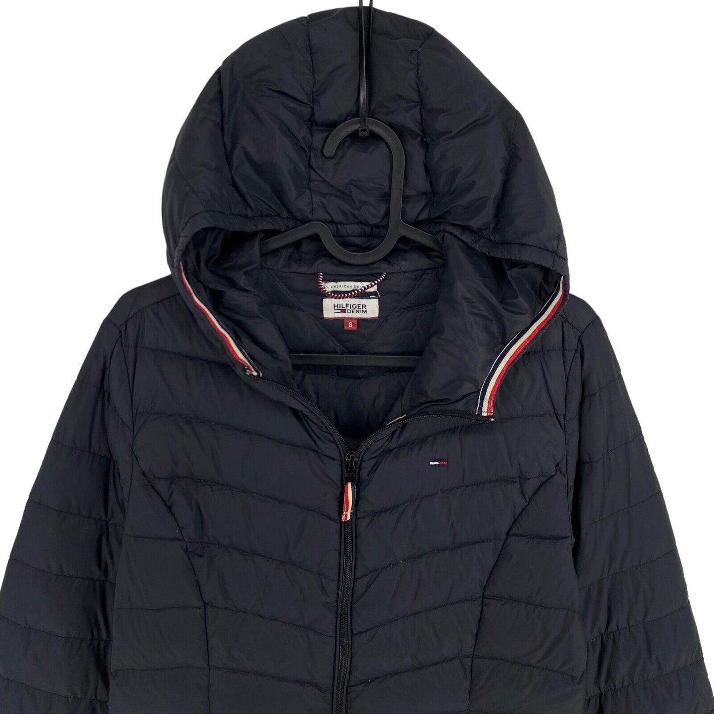 HILFIGER DENIM Navy Blue Hooded Down Puffer Coat Jacket Size S