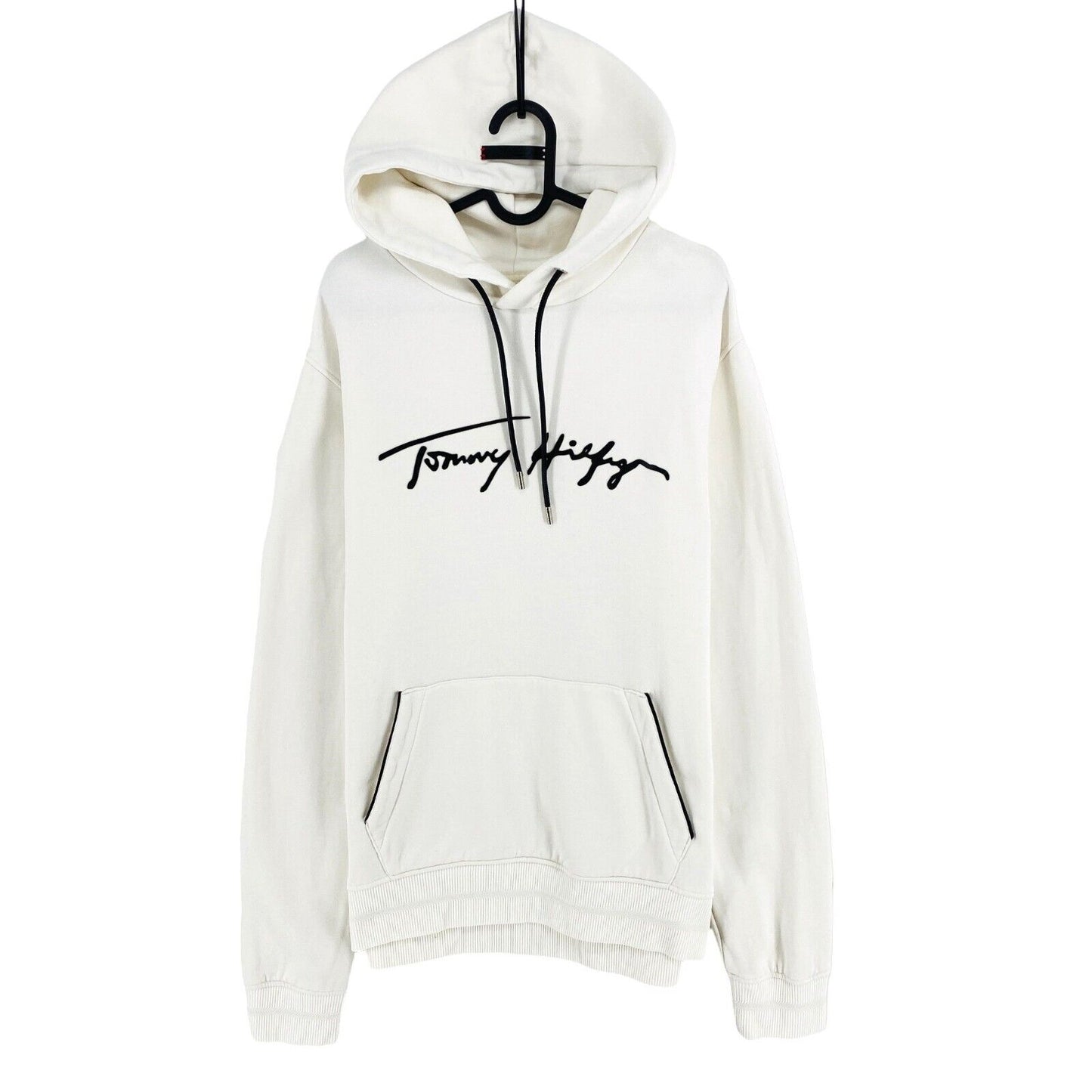 Tommy Hilfiger Blanc Homme Signature Sweat à capuche Pull Taille XL