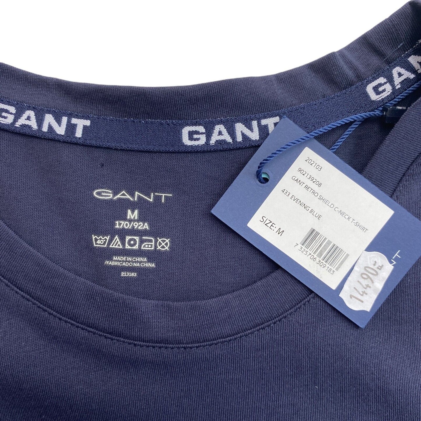 GANT Navy Blue Retro Shield Crew Neck T-Shirt Top Size M