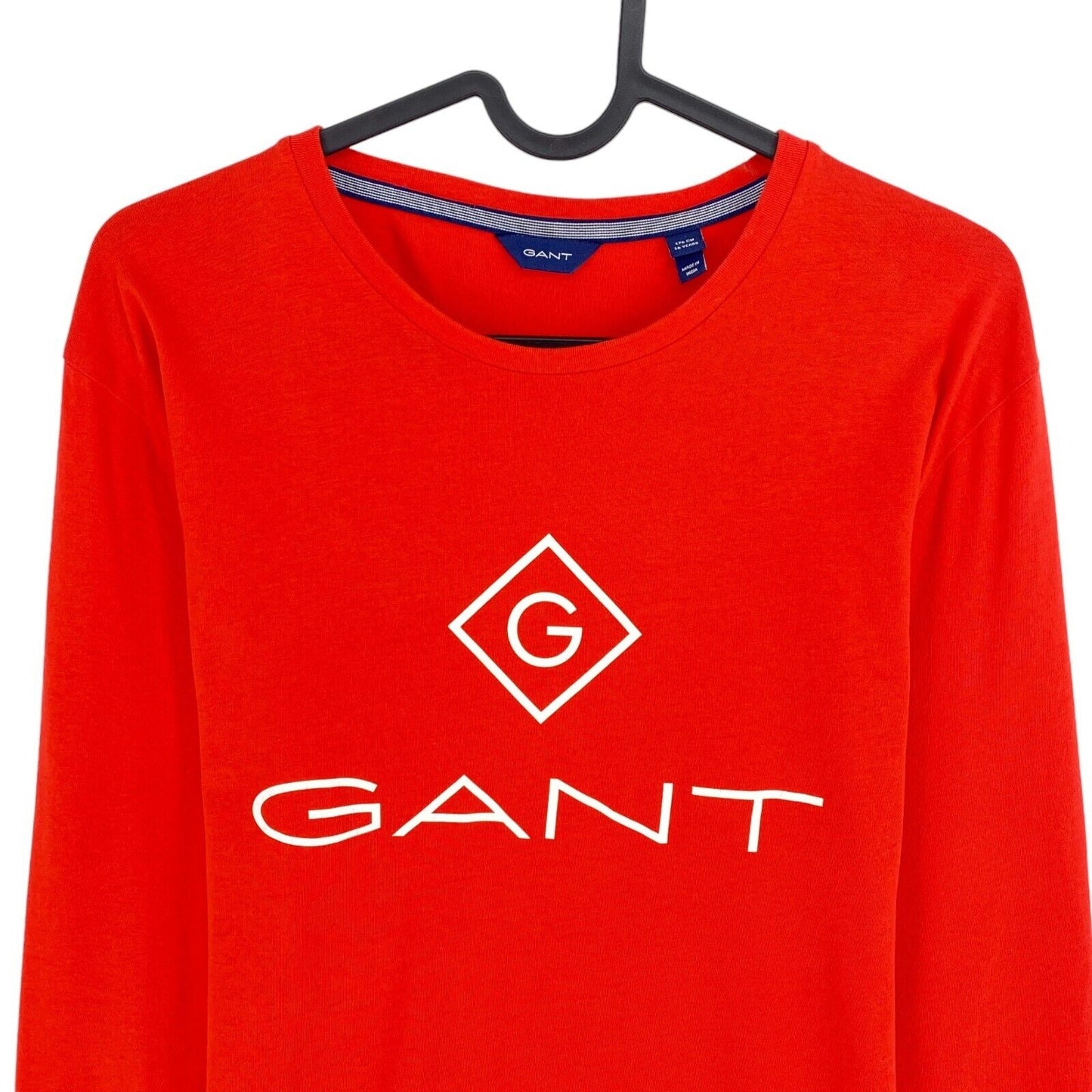 GANT Boys Red Lock Up Crew Neck Long Sleeves T-Shirt Size 16 Years 176 cm