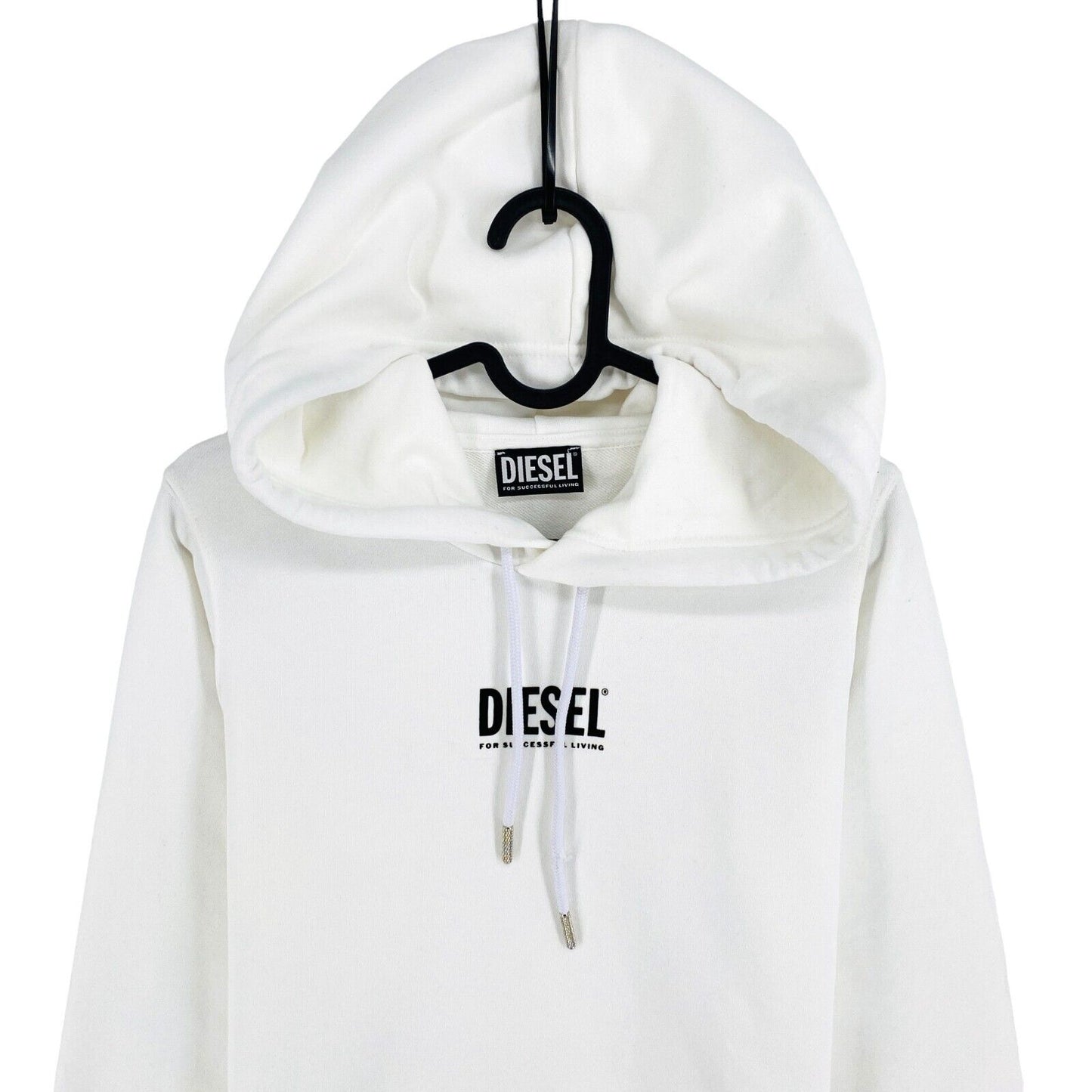 DIESEL Blanc Logo Sweat à capuche Pull Taille XS