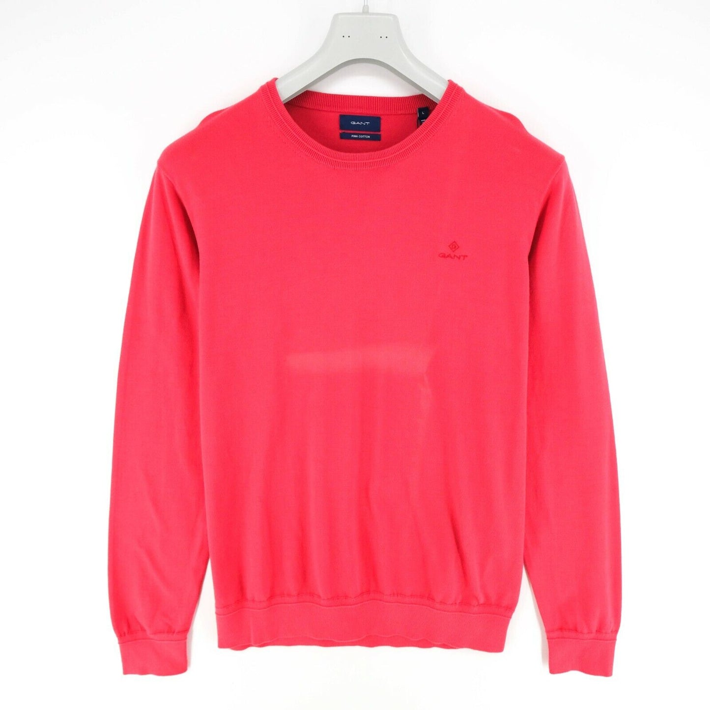 GANT Red Crew Neck Pima Lux Contrast Sweater Jumper Size L