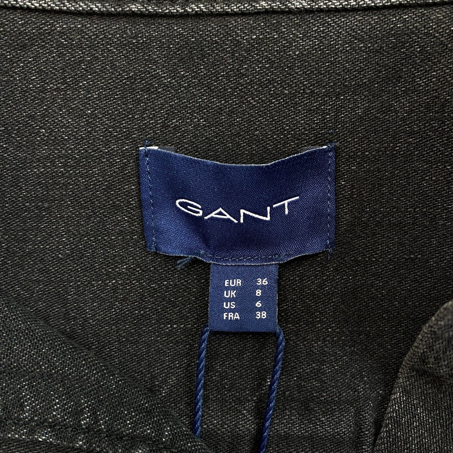 GANT Schwarzes Denim-Hemd mit normaler Passform, Größe EU 36, UK 8, US 6