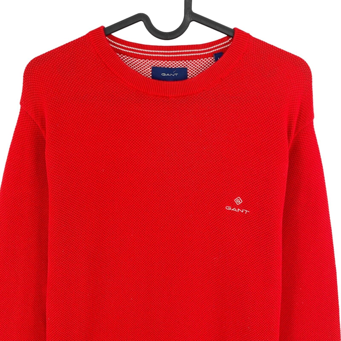 GANT Red Cotton Pique Crew Neck Sweater Jumper Size L