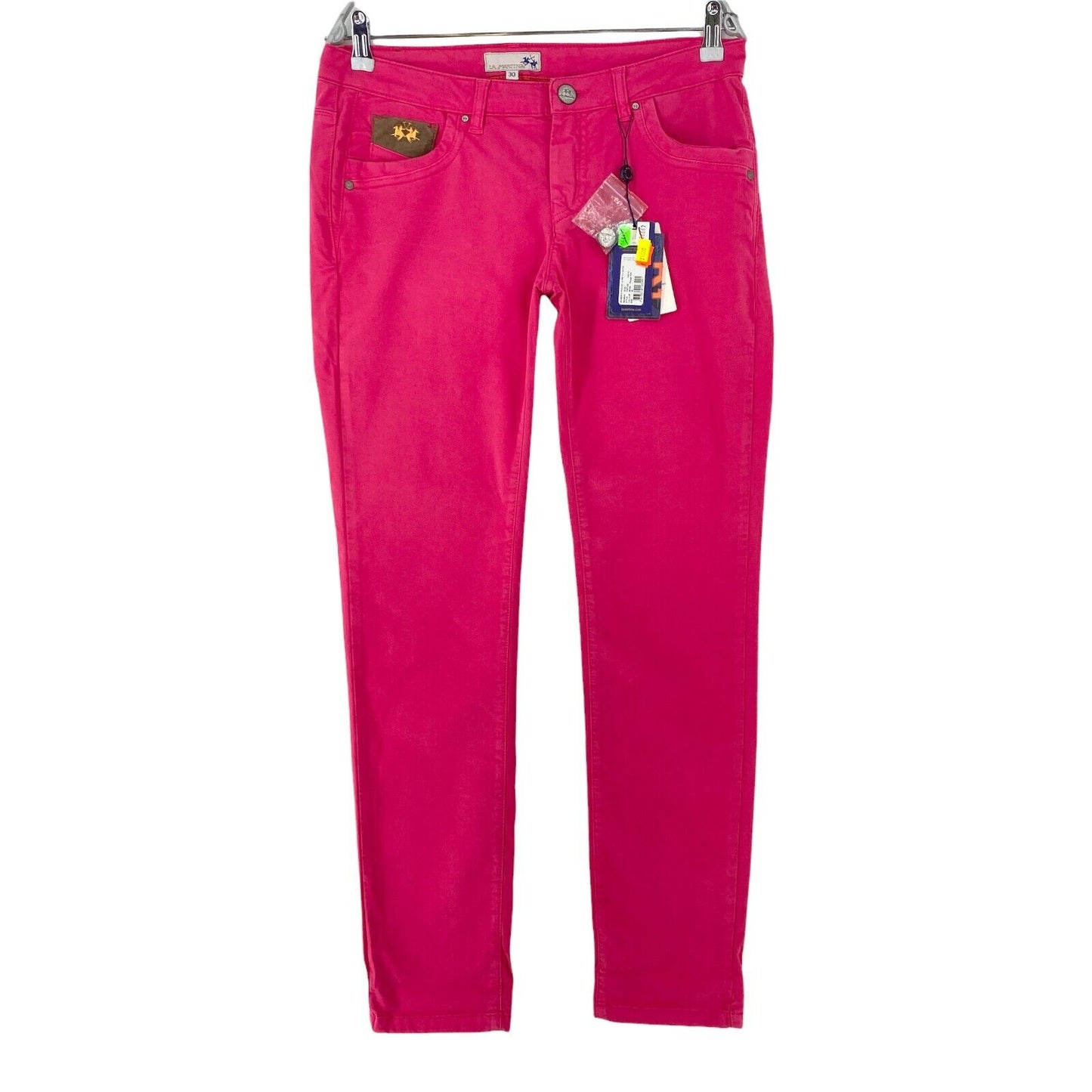 LA MARTINA Women Pink Stretch Slim Fit Satin Trousers W30