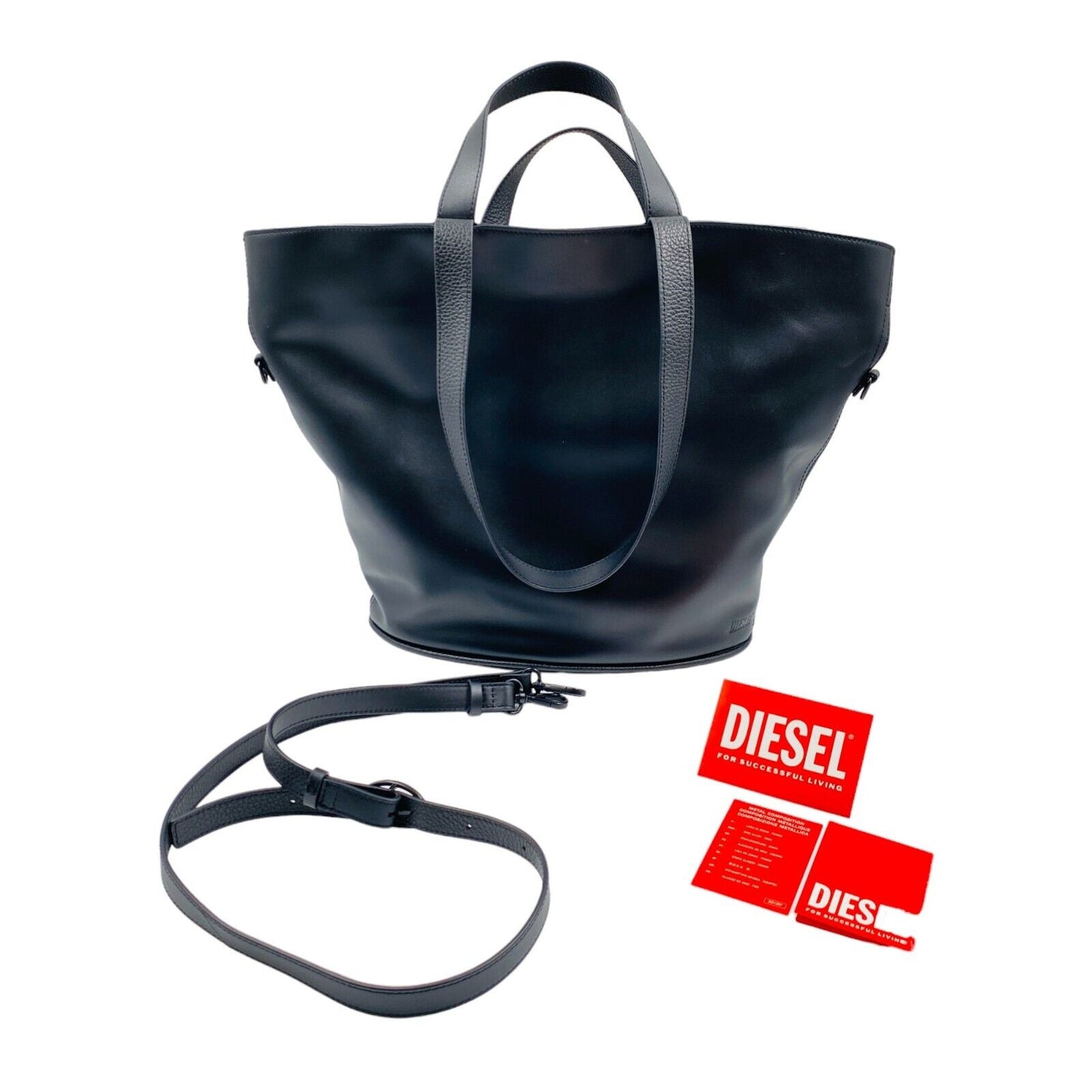 Diesel Women Black Leather Cross Body Handbag Shoulder Bag