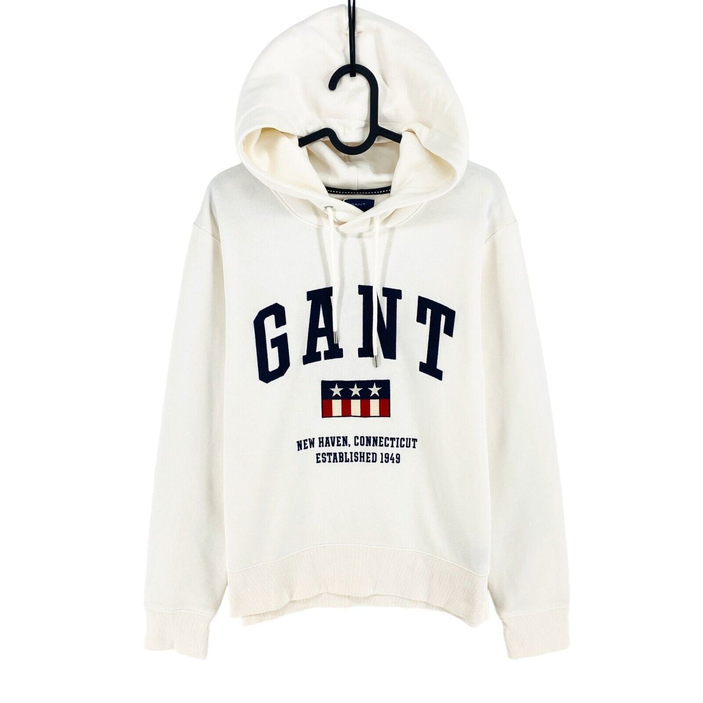 GANT White Logo Hood Sweater Jumper Size S