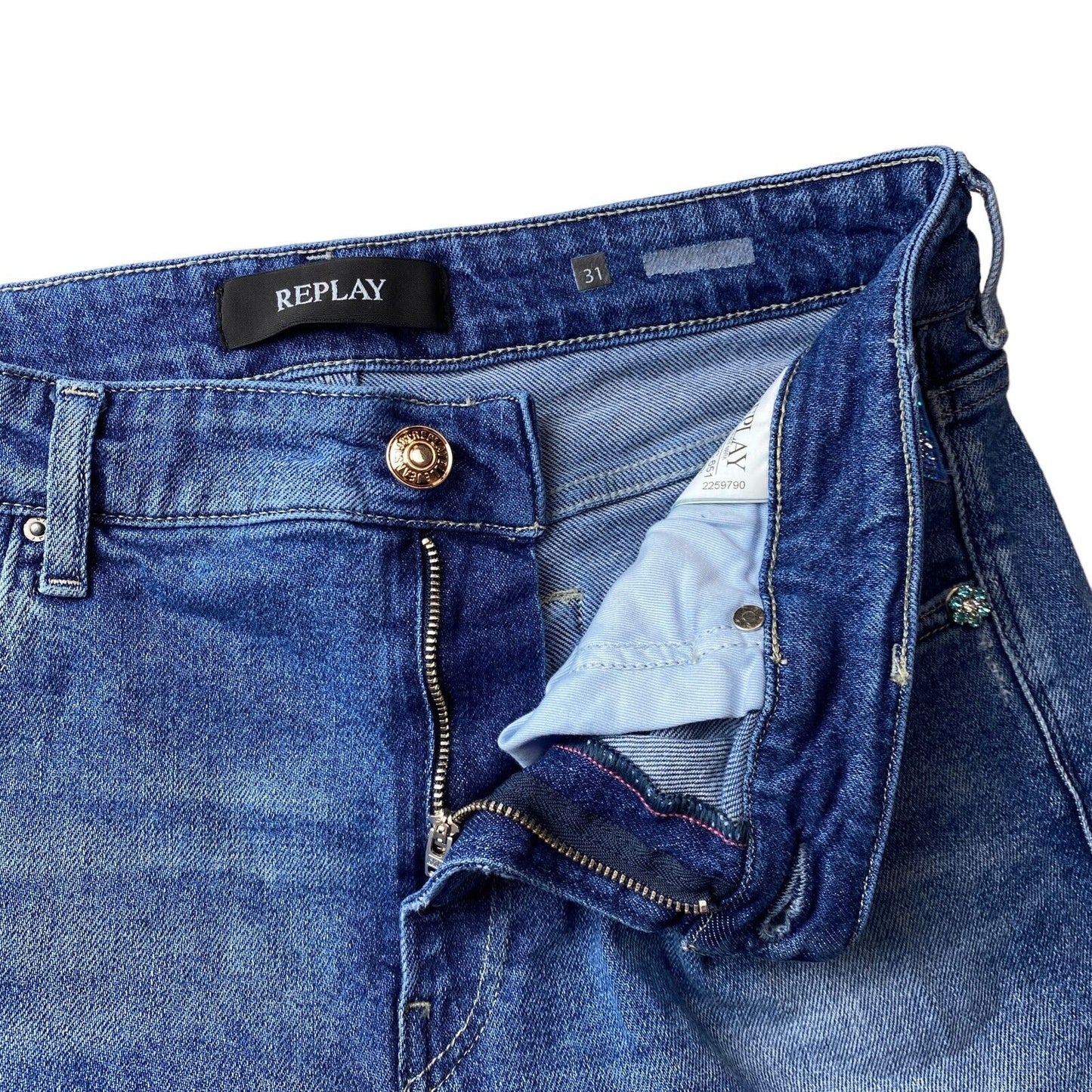 Replay femmes bleu Stretch coupe fuselée régulière jean W31 L30