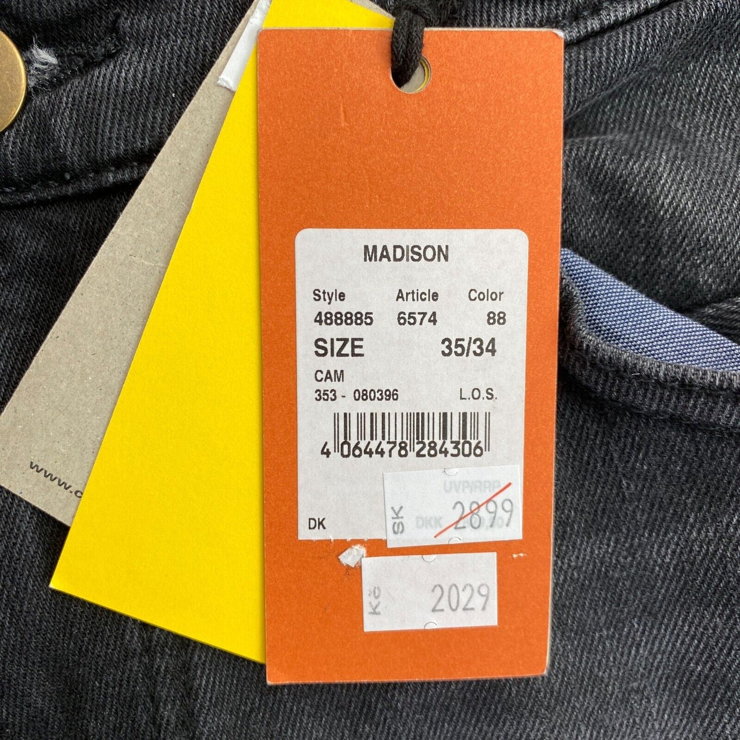 Camel Active Madison Jeans, Slim Fit, Schwarz, 5 Taschen, Größe W35 L34