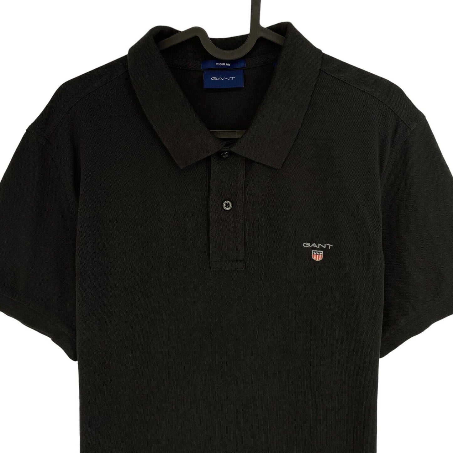 GANT Men Black Original Regular Short Sleeves Pique Rugger Polo Shirt Size L