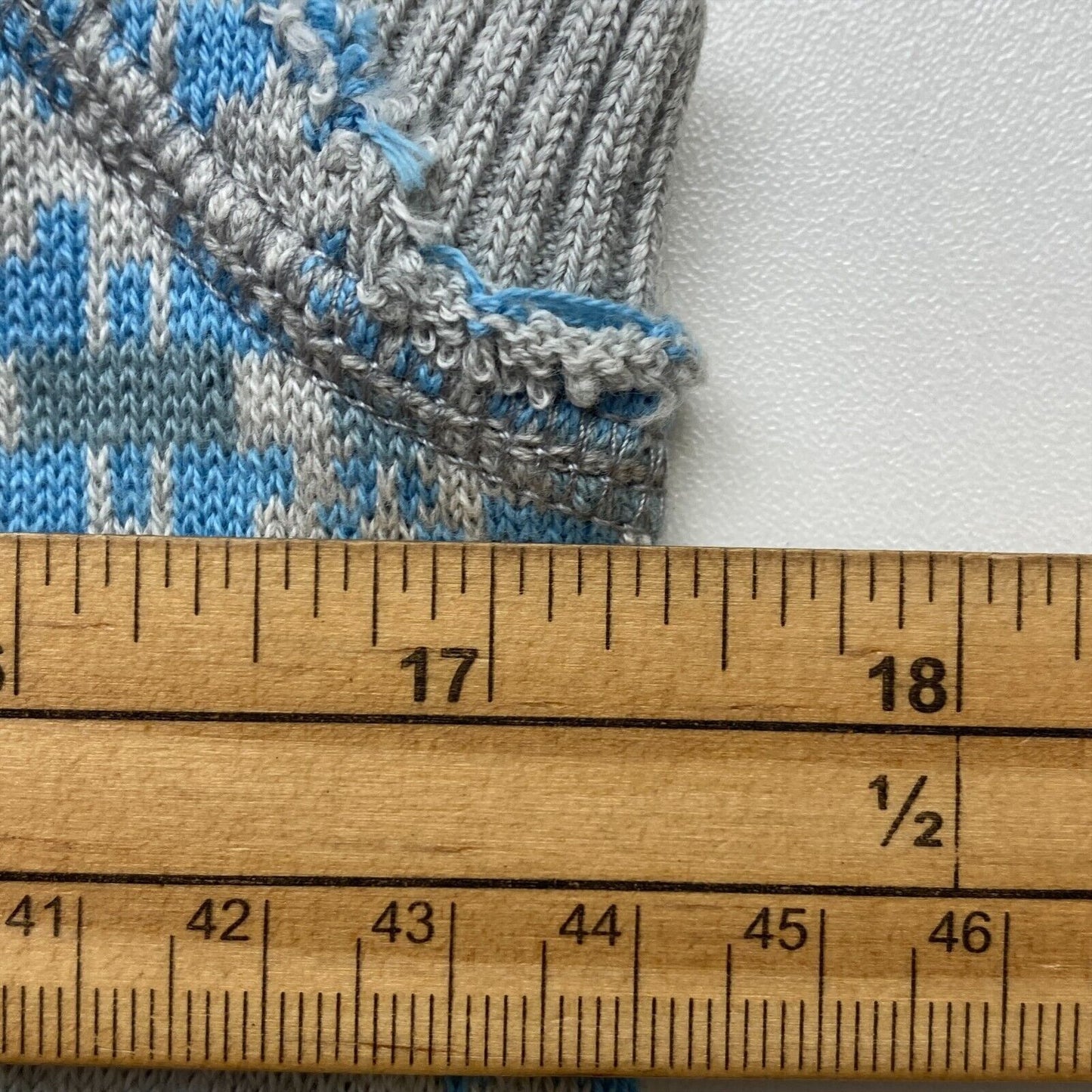 A1A Geometrischer Pullover, 100 % Baumwolle, ärmellos, V-Ausschnitt, Strickweste, Pullover, Größe S, Hellgrau