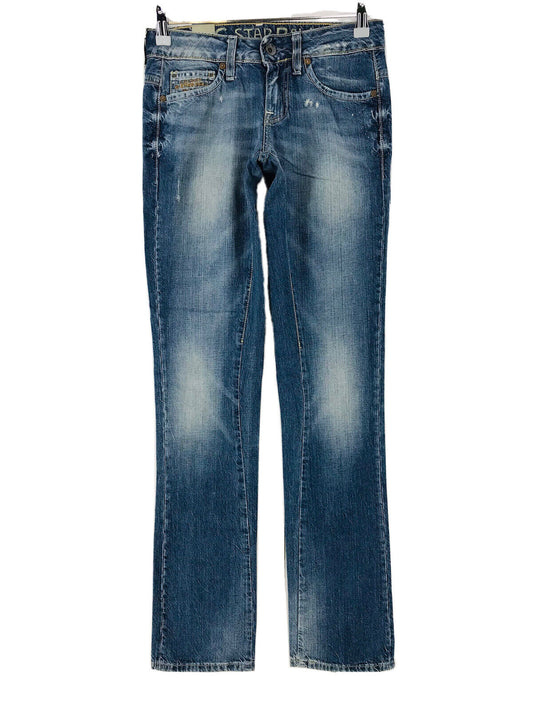 G-STAR RAW REESE Damen Blaue Jeans mit normaler gerader Passform W26 L34 Made in Italy