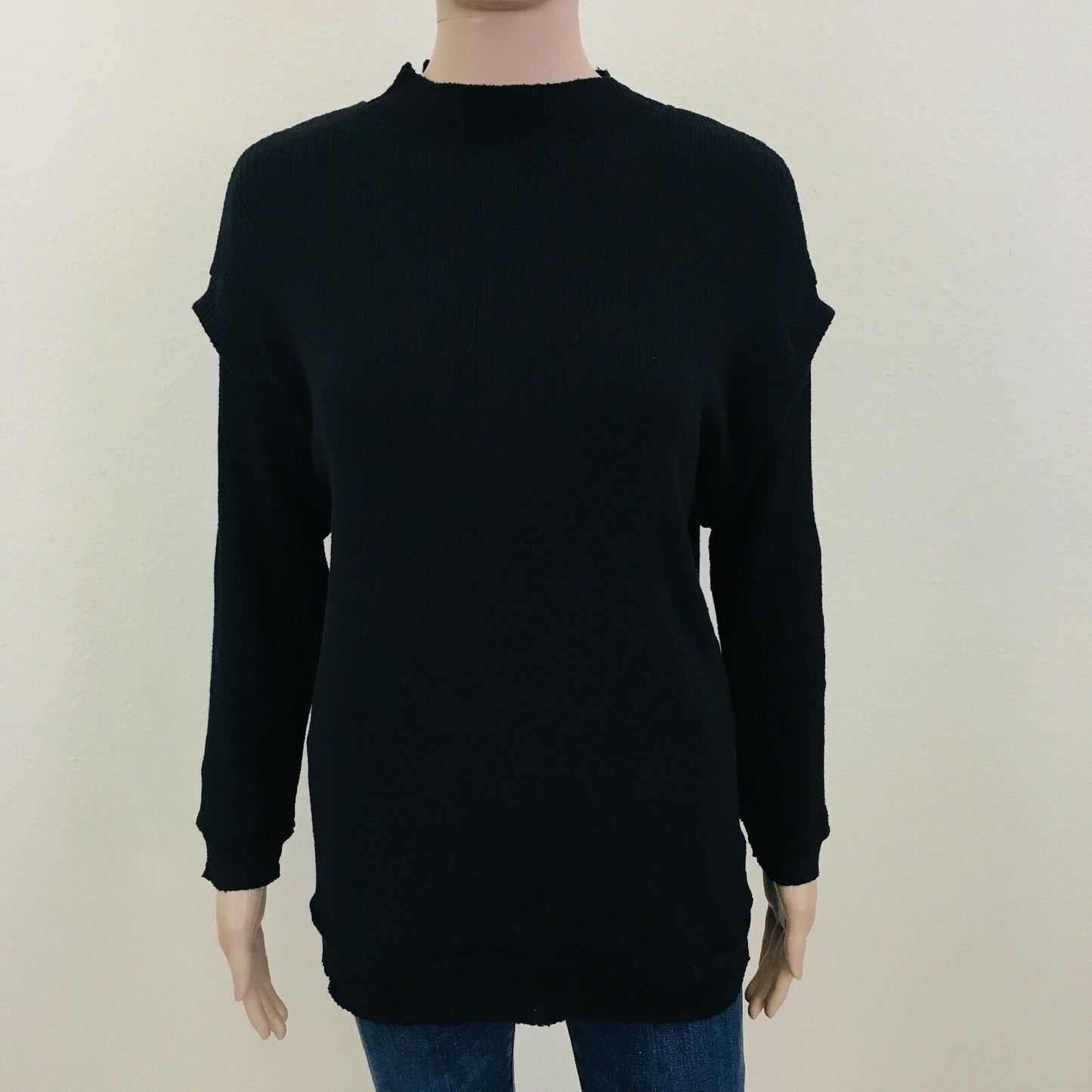 ZARA Black Cotton Blend Jumper Sweater Size M