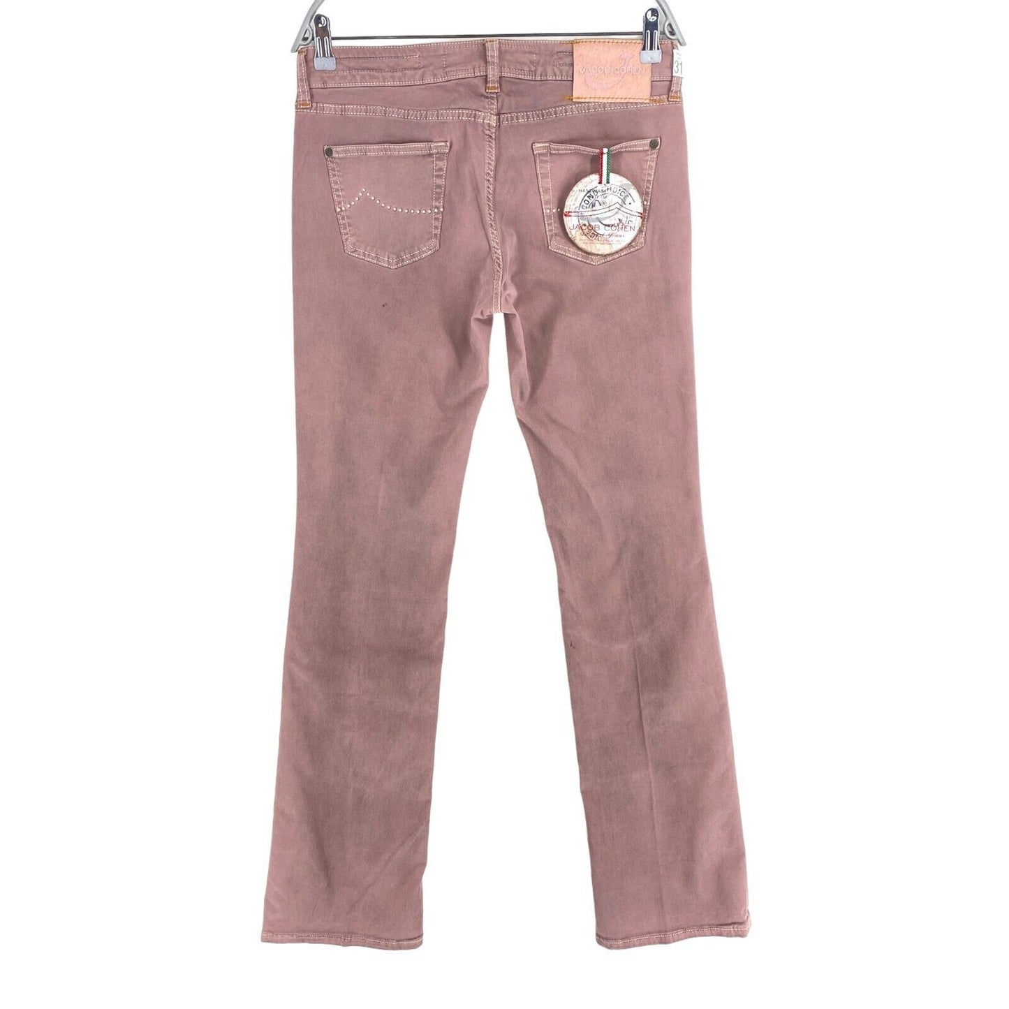 JACOB COHEN Femme J711 Pantalon Jeans Boot Cut Rose W31 L36 Fabriqué En Italie