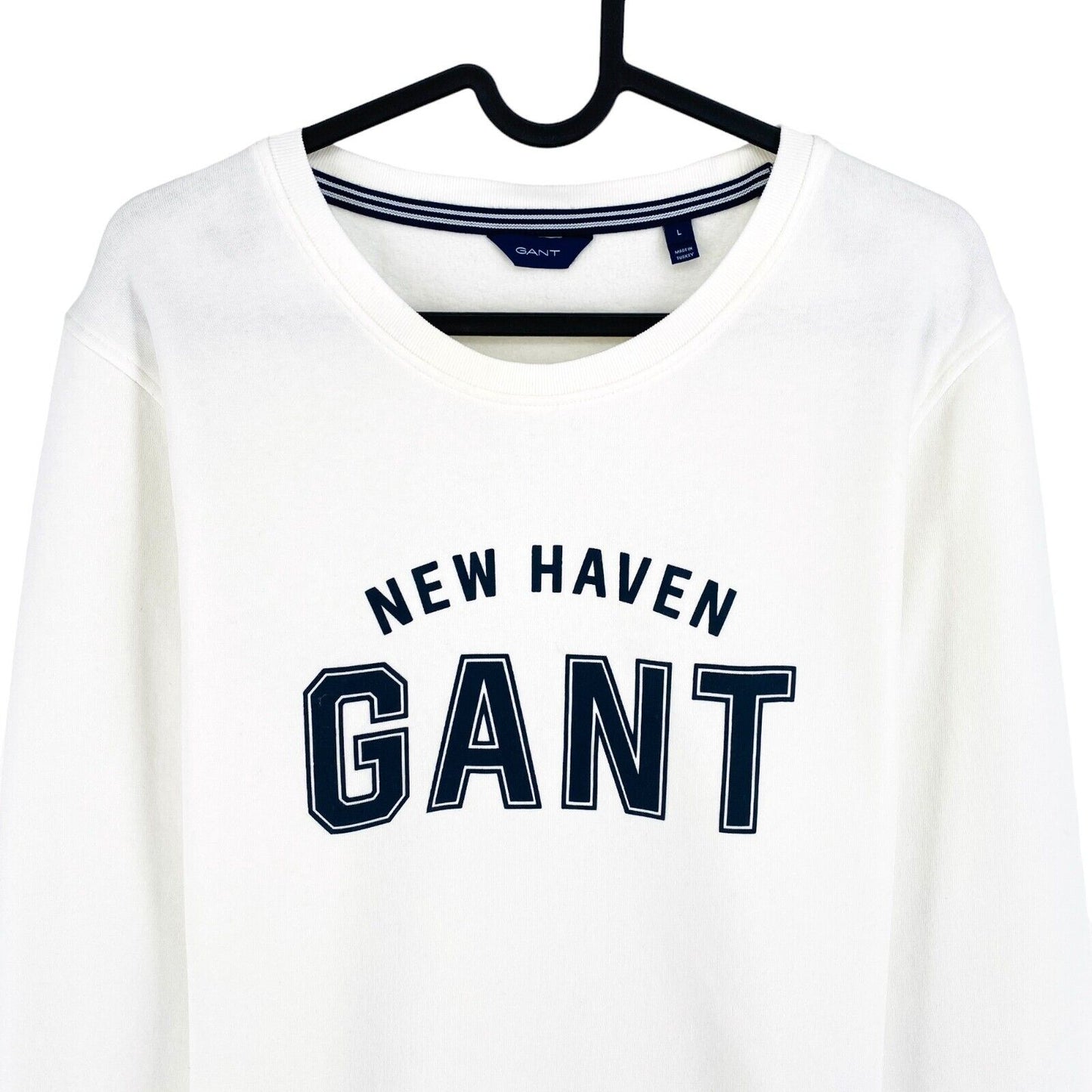 GANT White Logo Crew Neck Sweater Pullover Size L