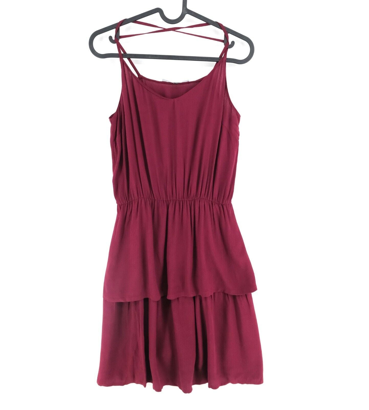 ETAM Dark Red V Neck Sleeveless Pleated Tank Dress Size EU 38 UK 10 US 8