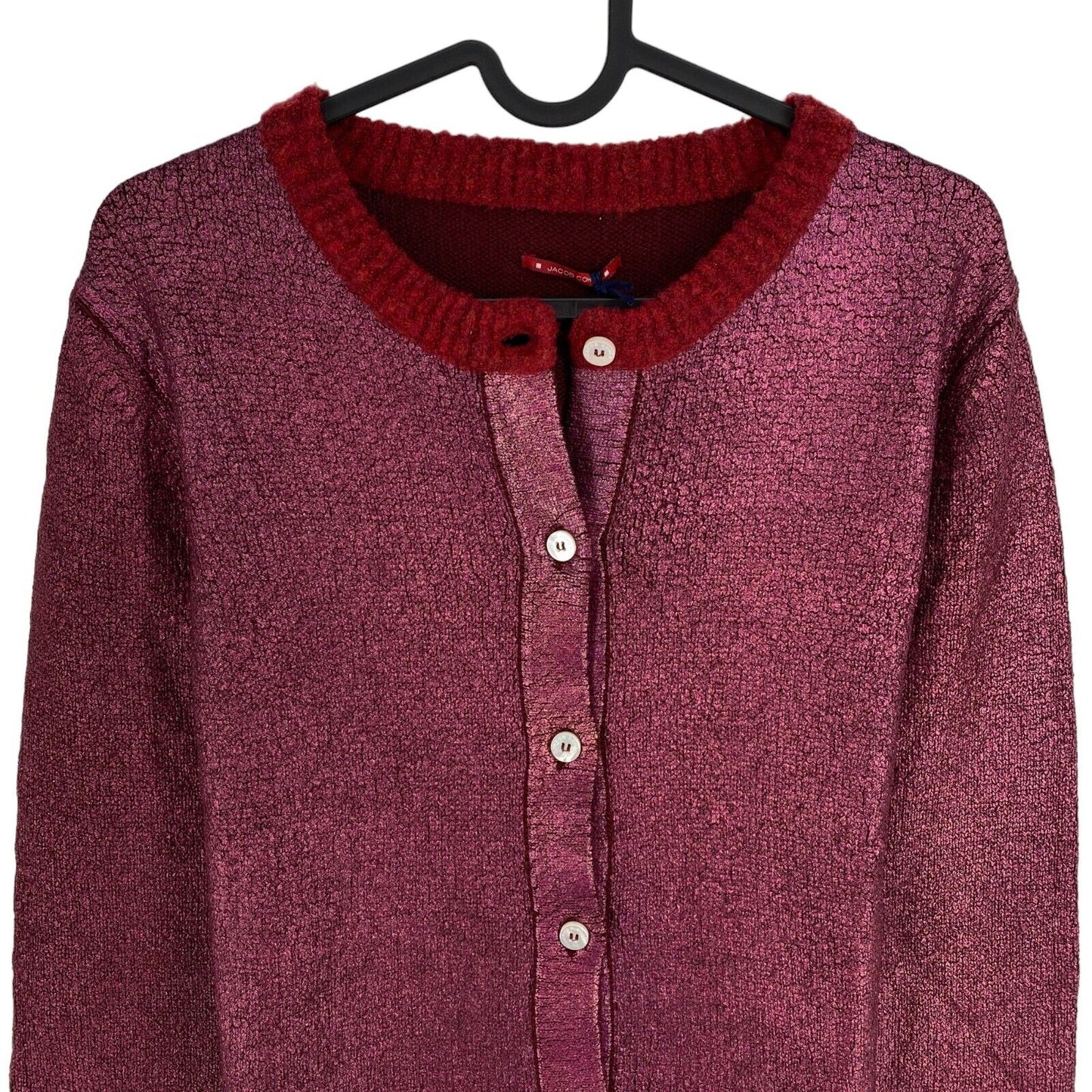 JACOB COHEN Rose foncé métallisé 100% Laine Cardigan Pull Taille S