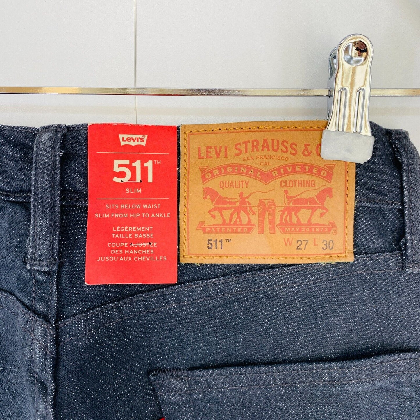 Levi's 511 Mens Dark Grey Stretch Slim Fit Jeans W27 L30