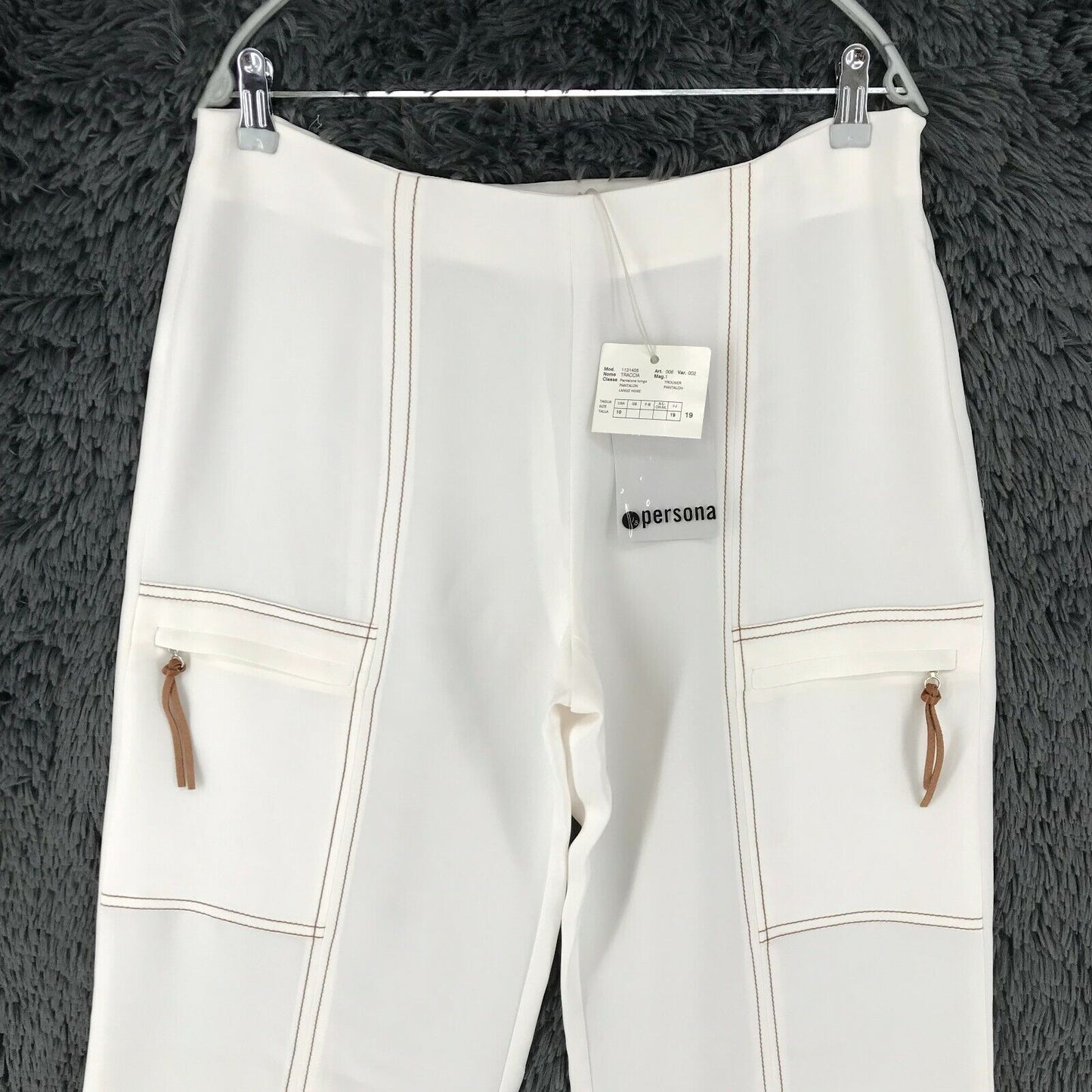 PERSONA Women White Regular Straight Fit Trousers Size US 10 W33